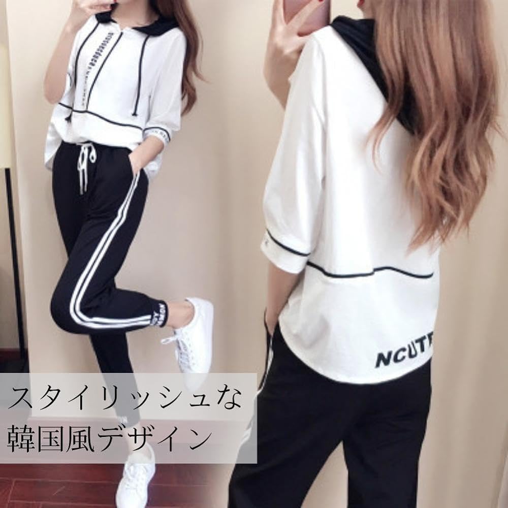[AQUA Marine] Top and Bottom Set Jersey, Women's Pullover, Top and Bottom Set, Korean Style, Relaxed, Loungewear, Sportswear, Sweat Absorbent, Quick Drying, Hooded Parka, Cute