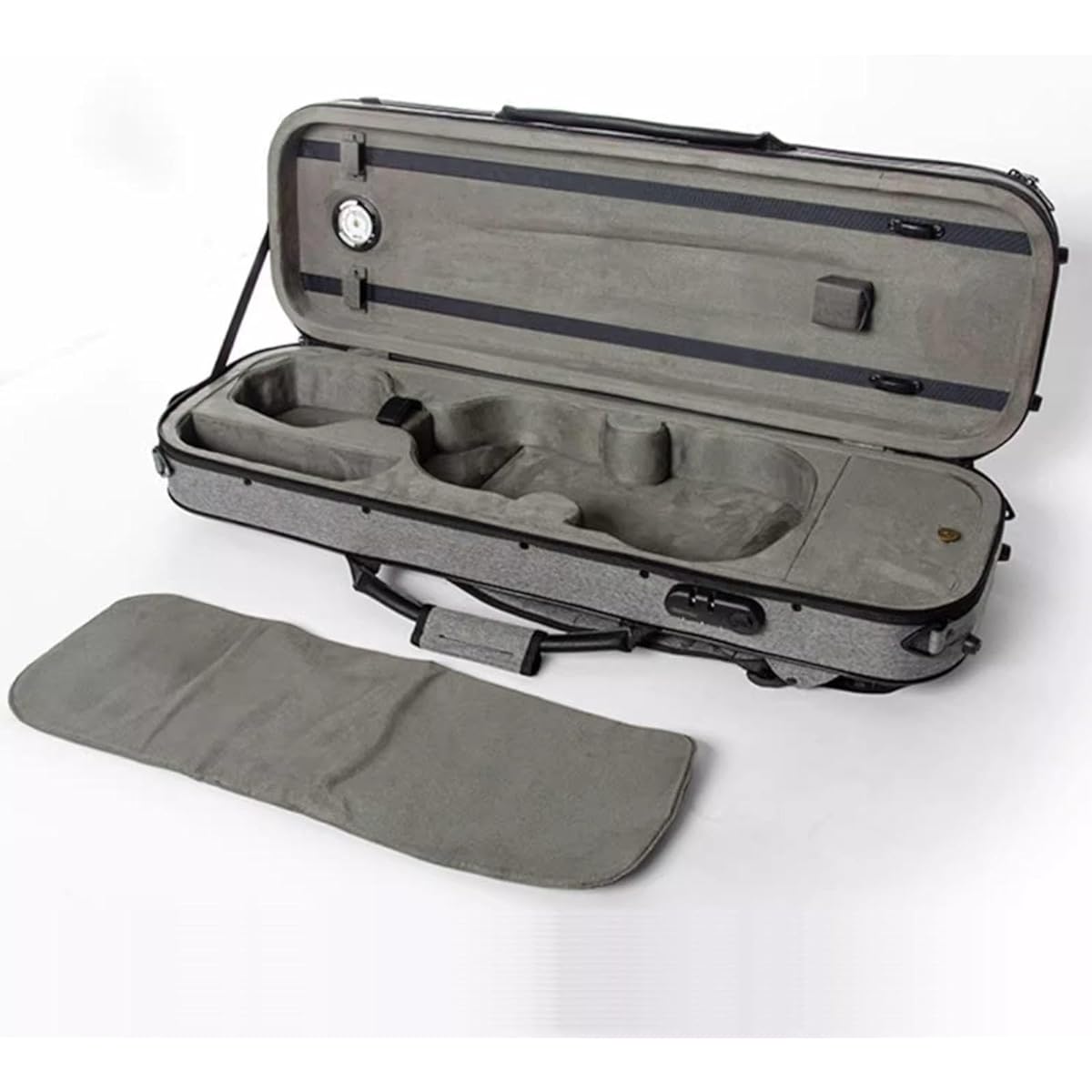 Violin Case, 4/4 Full Size Violin Hard Case, Portable Lightweight Violin Case Backpack, Violin Backpack with Hygrometer, Carry Strap, Leather Handle, Canvas Violin Backpack, Protective 4/4 Violin Case, Grey