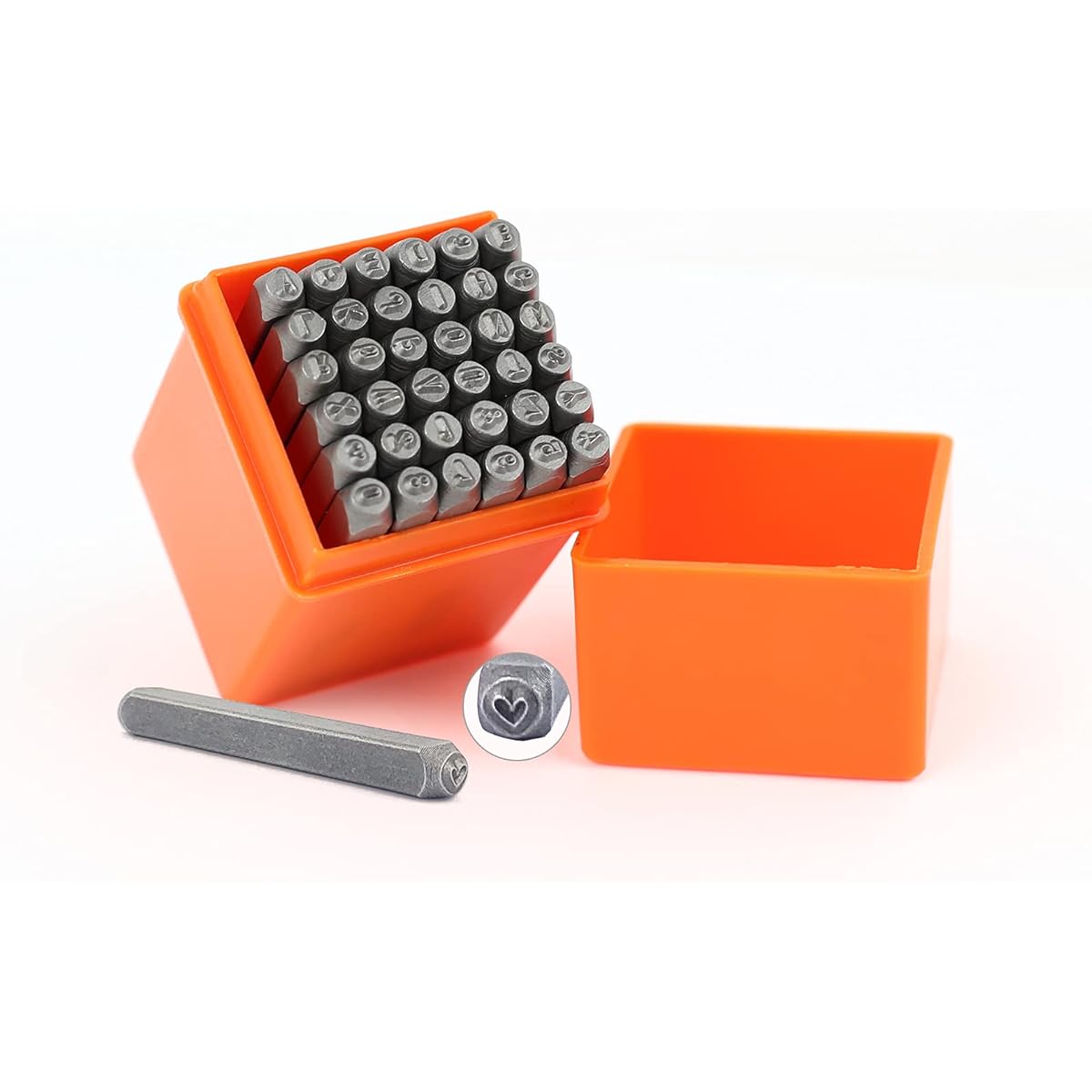SEEKQUA 37 Piece Number and Letter Stamp Set (A-Z 0-9 &) Metal Stamp Kit Metal Plastic Wood Leather (3mm)
