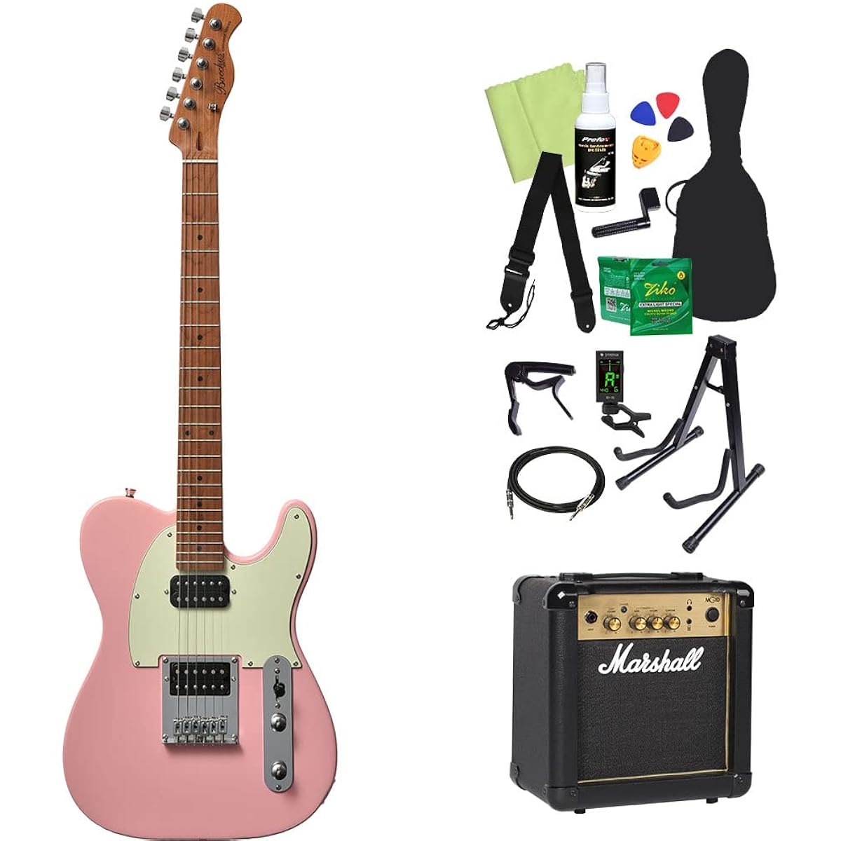 Bacchus BTE-3-RSM/M Electric Guitar Beginner 14-Piece Set [Includes MG10] SLPK Telecaster Type Roasted Maple Neck Bacchus