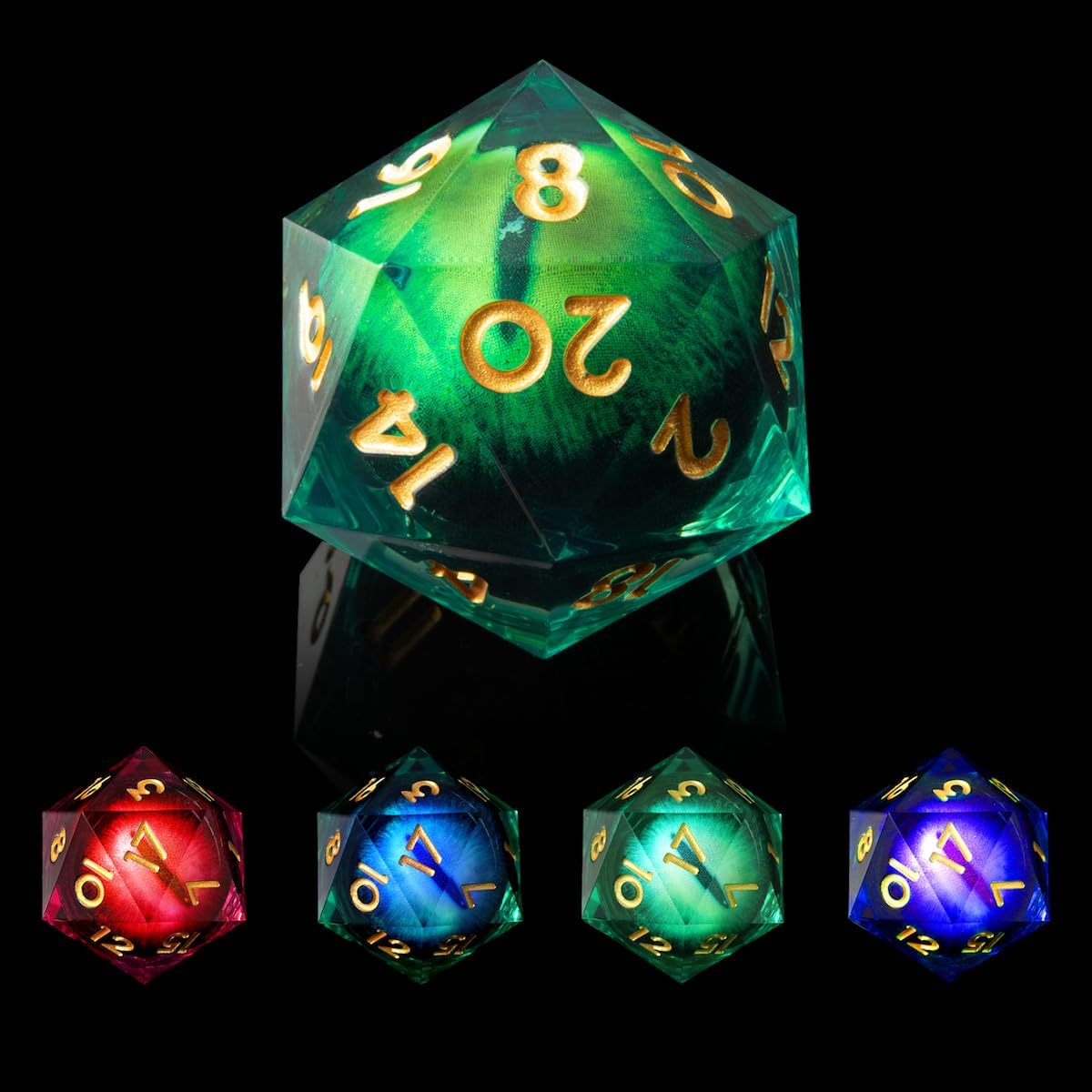 Beholder Dragon Eye DND Single D20 Dice 33mm Resin Sharp Edge 20 Sides Liquid Core Sharp Edge Resin D&D Dice