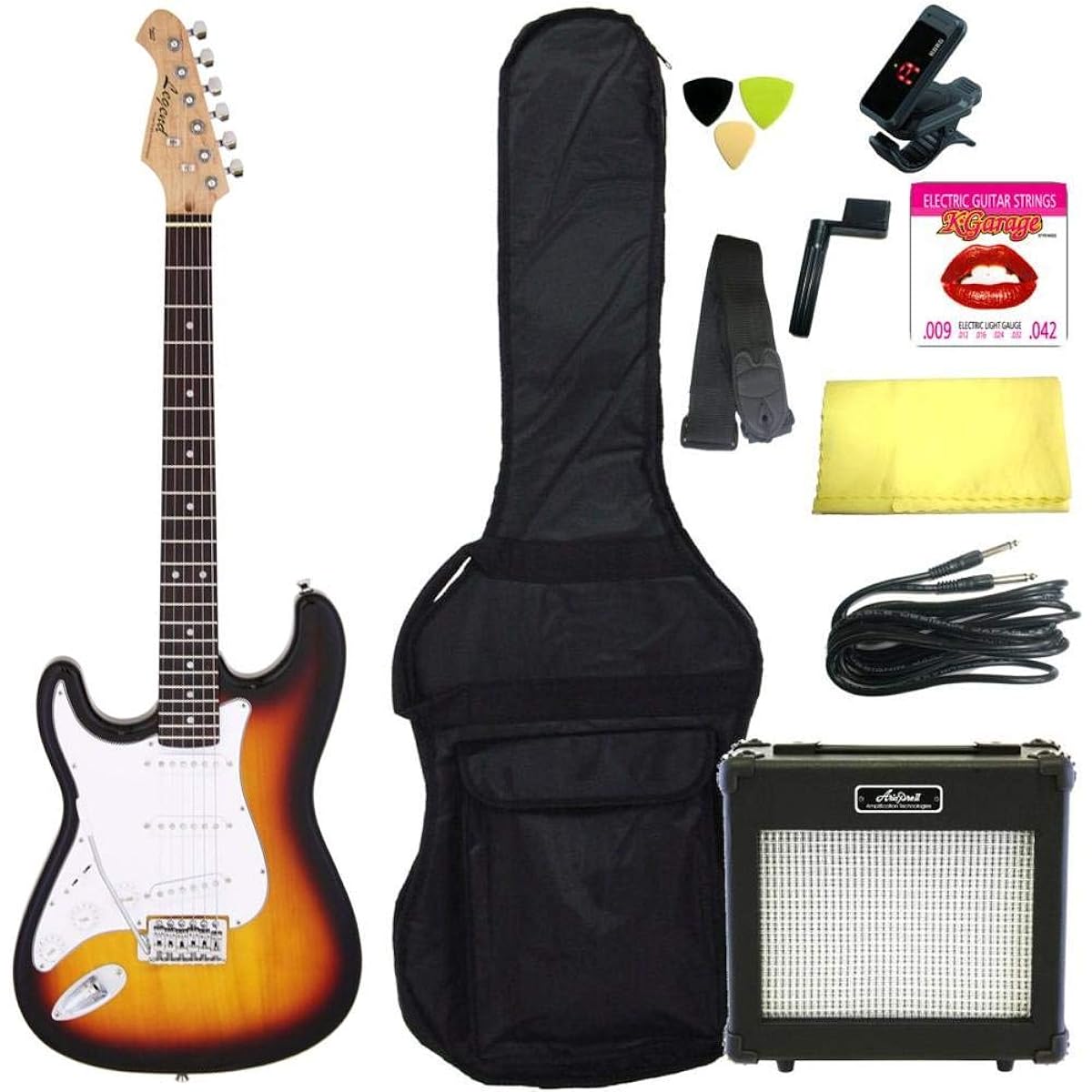 [Standard 10-piece set/ARIA 6W amplifier] Legend LST-Z L/H 3TS (3 Tone Sunburst) Left-handed Stratocaster electric guitar beginner set