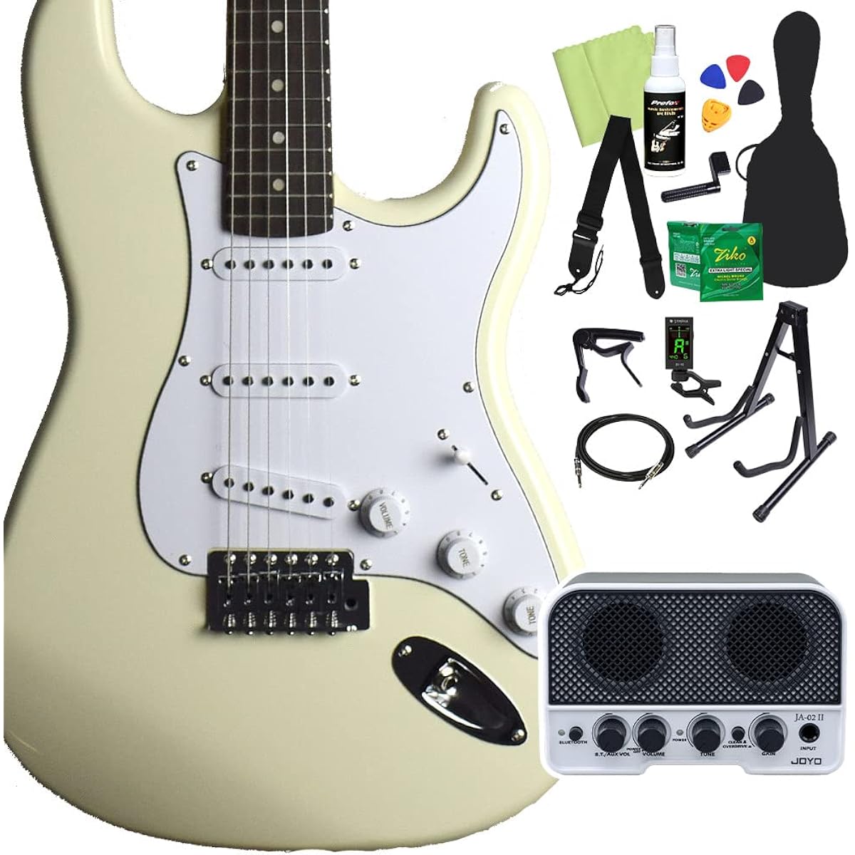FERNANDES LE-1Z 3S/L CW Electric Guitar Beginner 14-piece Set [Includes Bluetooth Mini Amplifier] Cream White Fernandes