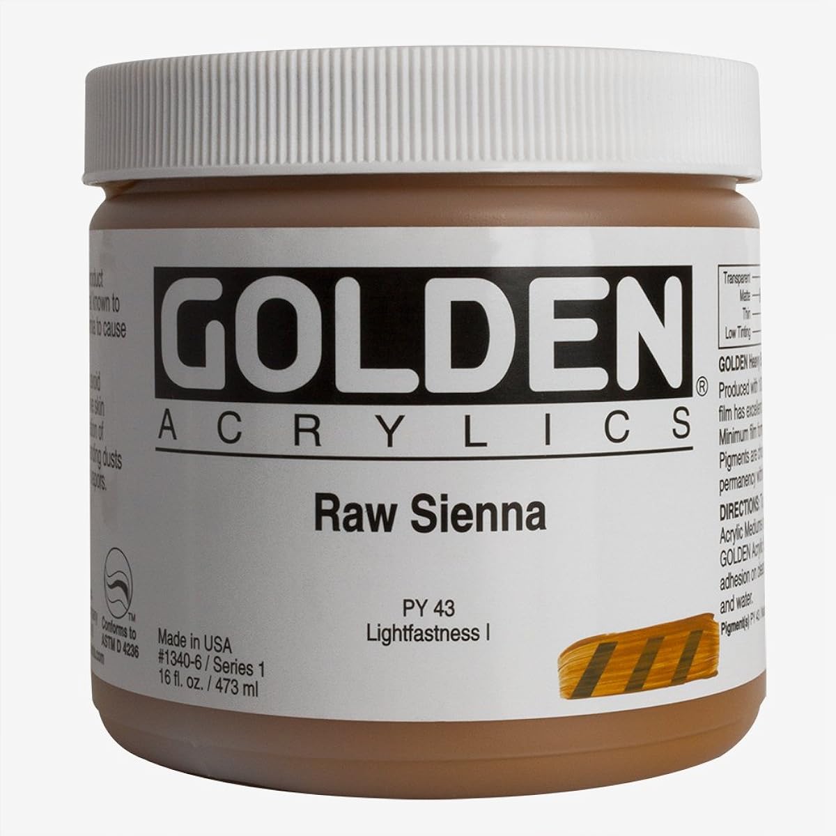 Golden Heavy Body Acrylic - Raw Sienna - 16oz Jar