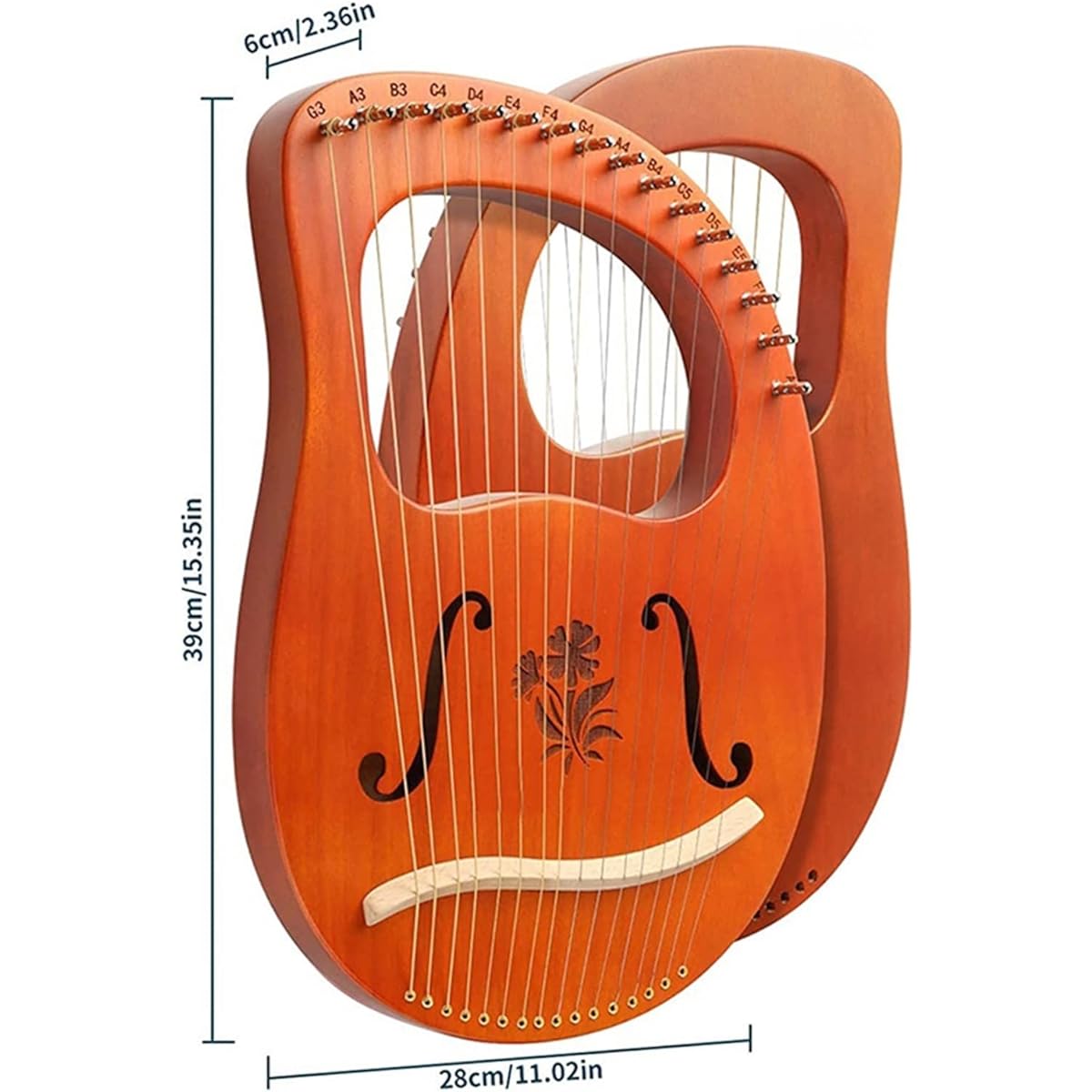 WowZza 16 String Lyre Harp Instrument, Harp Instrument with Tuning Wrench