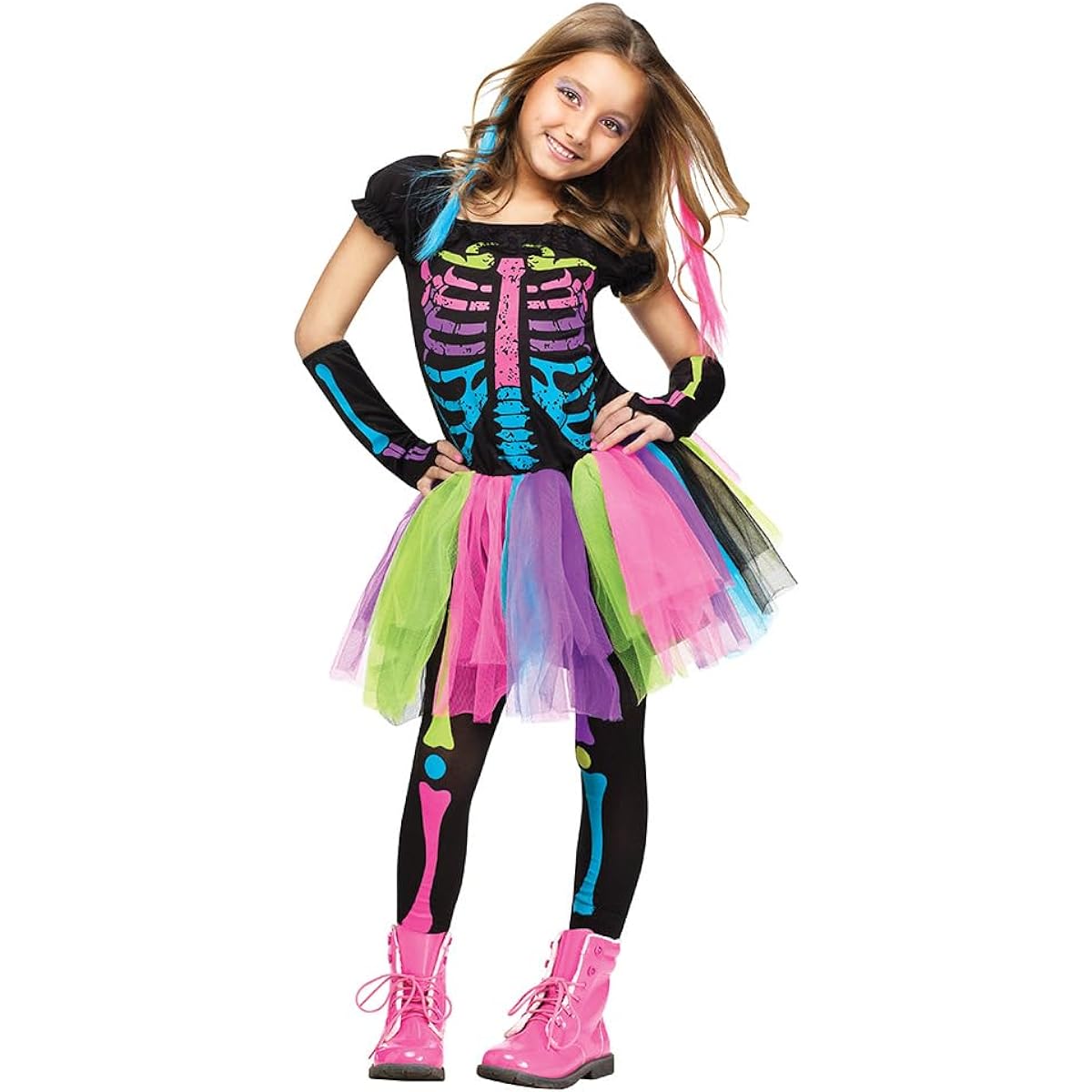 Funky Punk Skeleton Child Costume Funky Punk Skeleton Child Costume♪Halloween♪Size: Large (12/14)