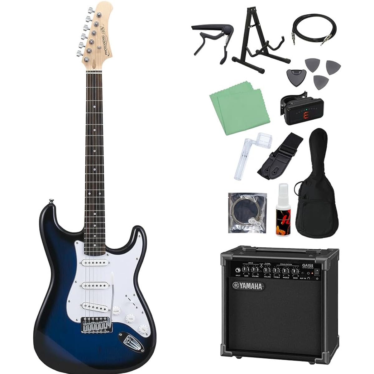 Photogenic ST-180 BLS Electric Guitar Beginner 14-piece Set [Includes GA15II] Stratocaster Type Photogenic