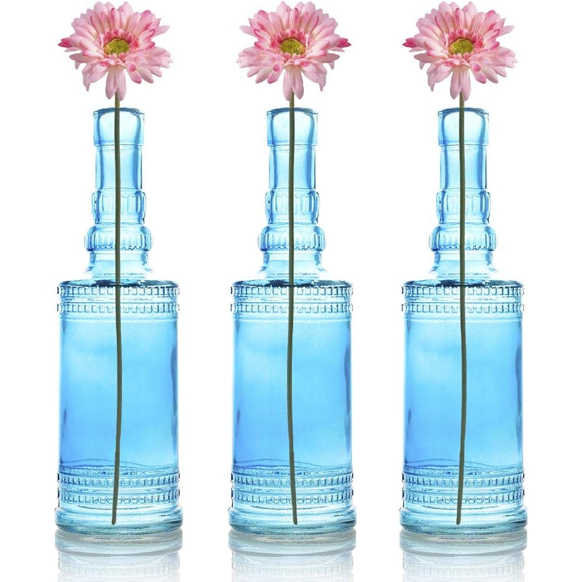 paperlanternstore.com Bulk Pack (3) Camila Turquoise Vintage Glass Bottle Wedding Flower Vase by Quasimoon