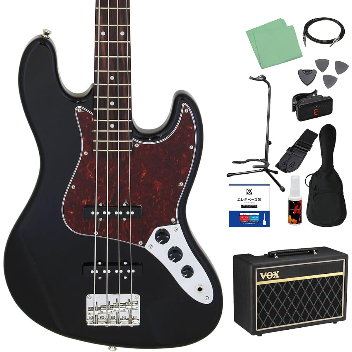 LEGEND LJB-Z TT Black Bass Beginner 12-piece set [with VOX amp] Jazz bass type Legend