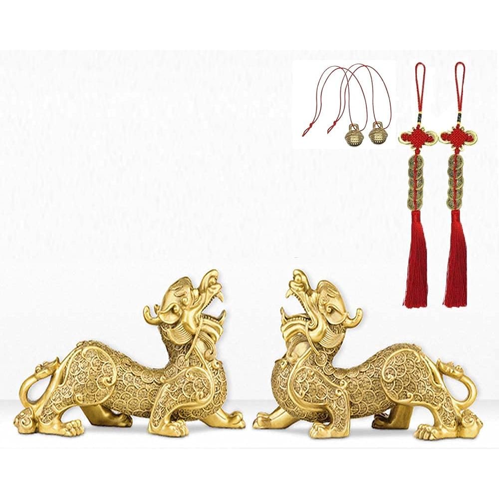 Pixiu figurine, Hikyuu, wealth invitation, Feng Shui figurine, male and female set, pair, copper, Feng Shui goods, figurine, interior, good luck prayer, financial luck prayer, lottery, good luck, Feng Shui item, money luck, financial luck, good luck, tha