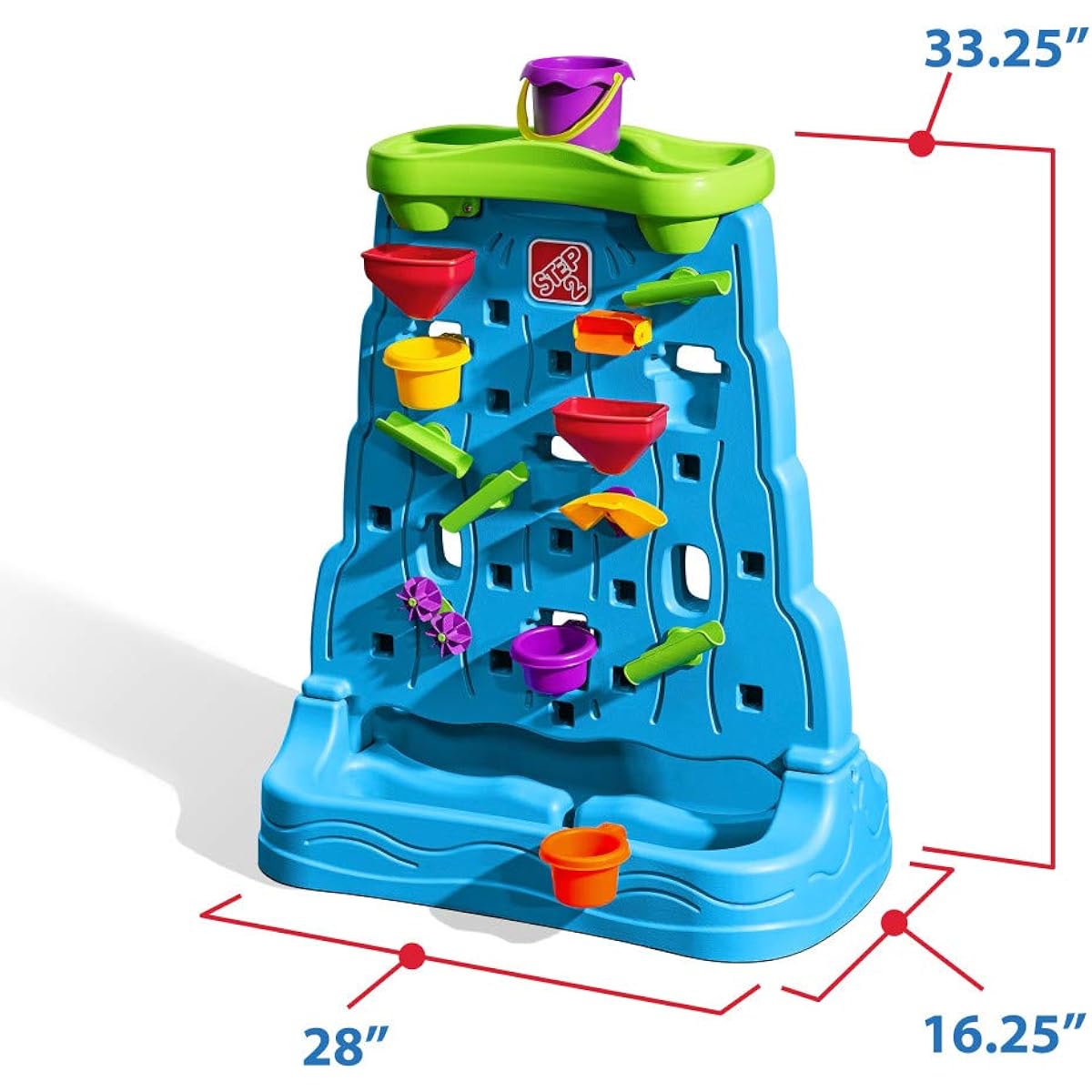 Step2 Waterfall Discovery Wall Playset for Toddlers - Kids Outdoor Activity Water Splash Maze Toy with Accessory Set, Multicolor