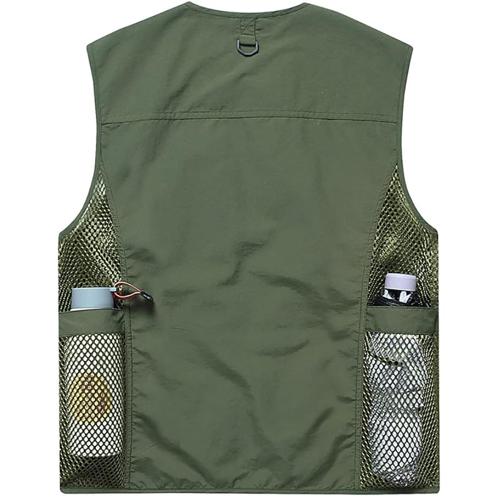[Rortyno] UV-resistant, quick-drying, breathable fishing vest, men's mesh vest, summer, outdoor, water-repellent, photographer's vest, multi-functional, fishing vest, thin, lightweight, fishing vest, mountain climbing, summer vest, multi-pocket, V-neck,