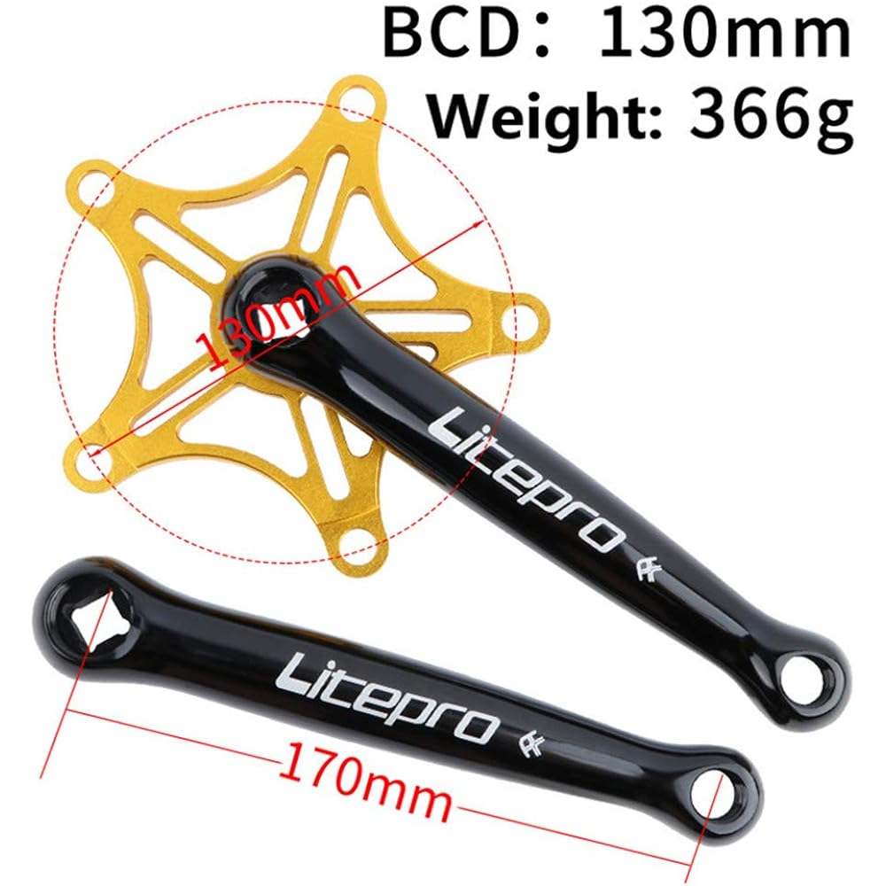 Litepro Crank Chainwheel Bicycle Crankset Folding Bike Ultralight 380g Square Hole Aluminum Alloy Crank 130BCD
