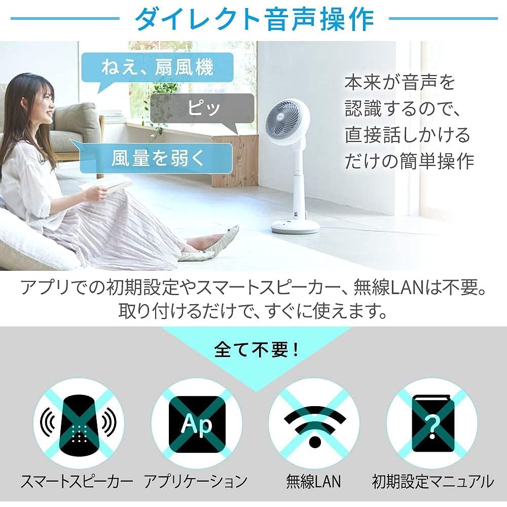 [Energy Saving Measures] Iris Ohyama Circulator, 30 Tatami Swings, Swings Up and Down, Swings Left and Right, with Remote Control, DC Motor Fan, Air Circulation, Energy Saving, Power Saving, Tabletop, Powerful Air Blower, Compact, Quiet, Living Alone, Ro