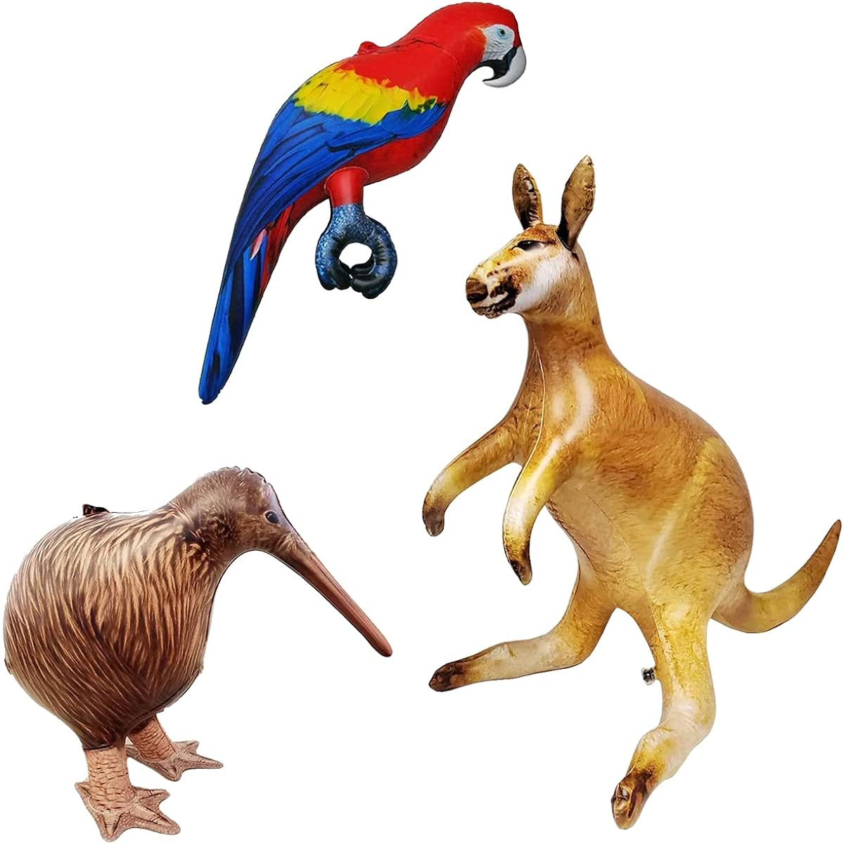 Jet Creations Inflatable Kangaroo Kiwi Parrot Safari Decorations for Birthday Kids Adults KKP 3 Pack