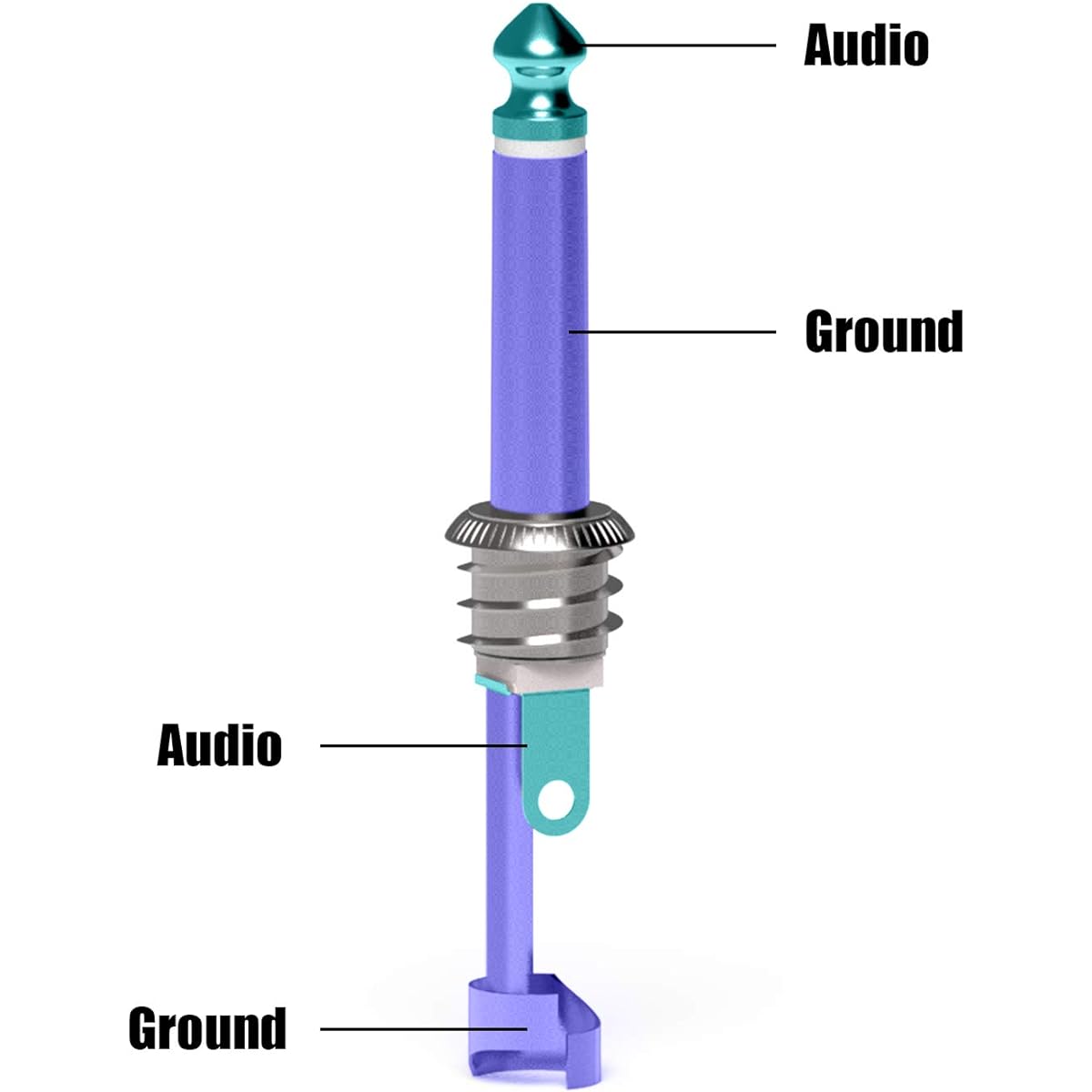 Ancable 1/4" TS Jumbo Plug Solder Type 2-Pack AN-242