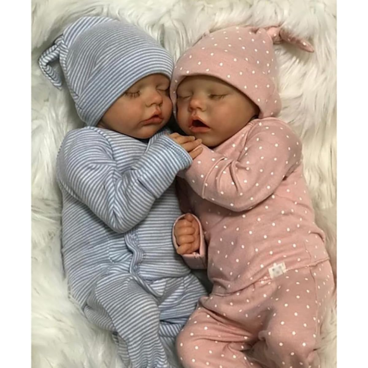 LONIAN 45cm Full Body Silicone Vinyl Real Touch Baby Lifelike Reborn Dolls Lifelike Newborn Baby Doll Toys Christmas Gift (Twins)