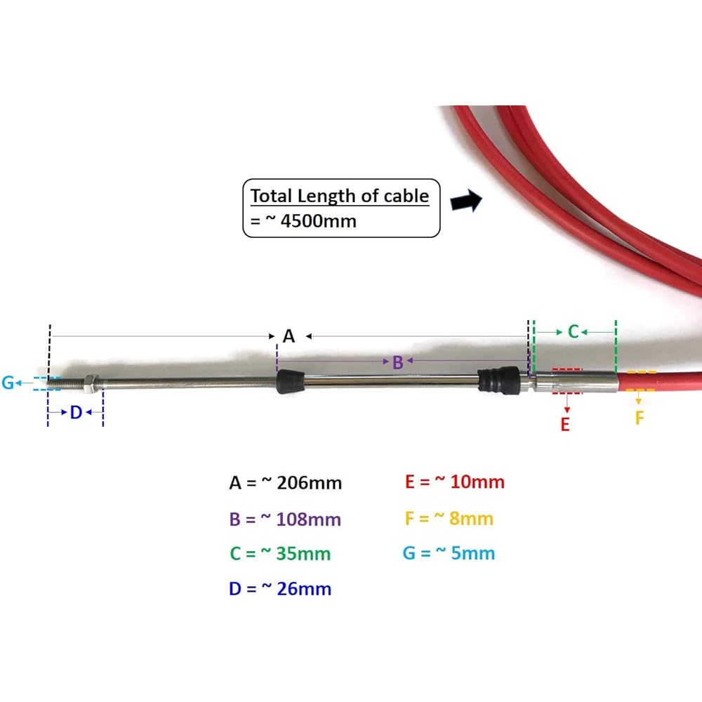 Boat Motor Throttle Shift Remote Control Box Cable 15 Feet 4.572m 4.5m 4500MM for Yamaha Tohatsu Marine Outboard Boat Engine