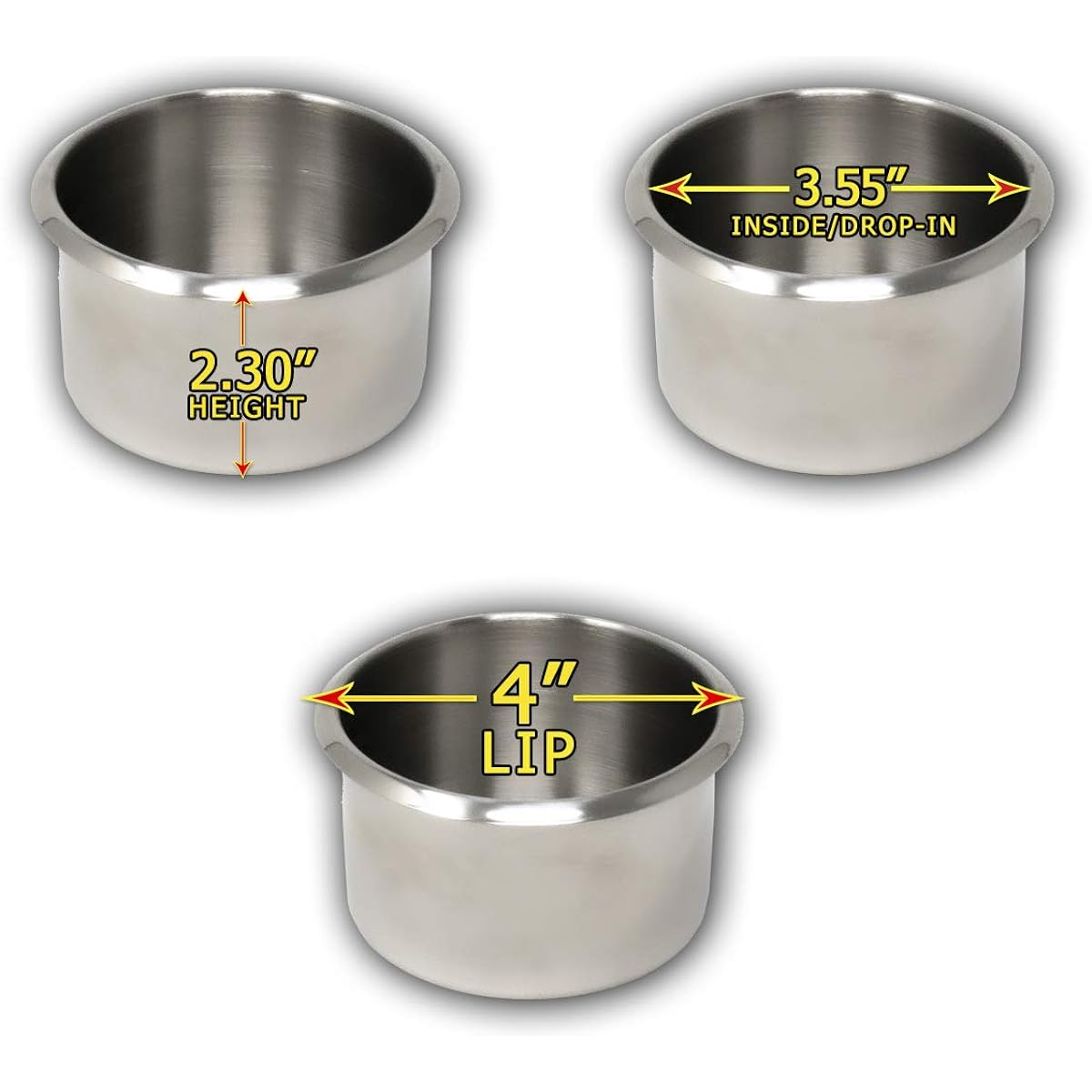 Lot of 10 DA VINCI Drop-In Stainless Steel Poker Table Jumbo Cup Holders (4" Wide)