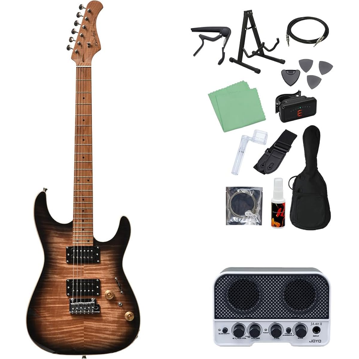 Bacchus IMP24 FMH-RSM/M N-BK-B 14-piece electric guitar beginner set [with Bluetooth mini amp] Stratocaster type Universe series Bacchus