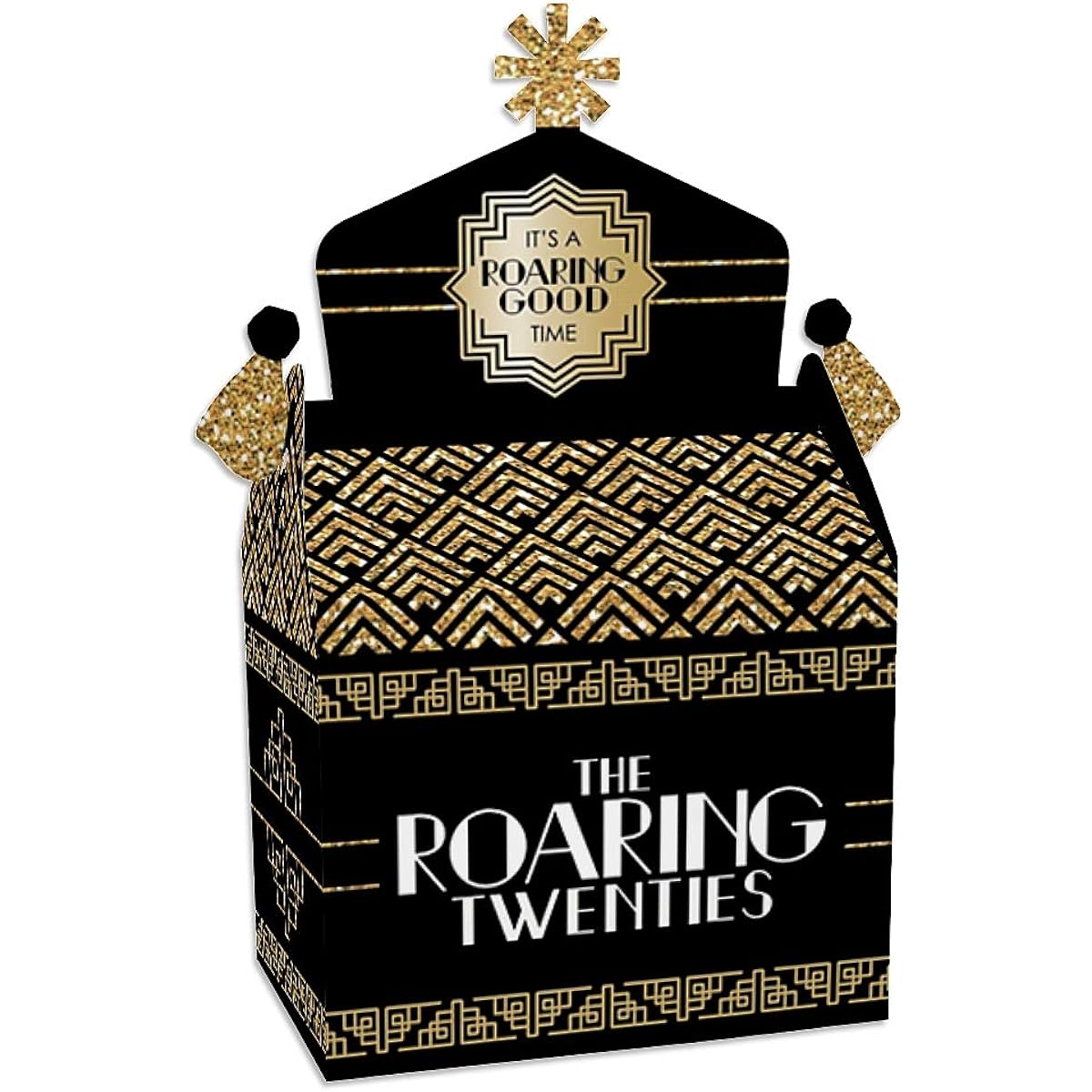 Big Dot of Happiness Roaring 20s - Treat Box Party Favors - 1920s Art Deco Jazz Party Goodie Gable Boxes - Set of 12