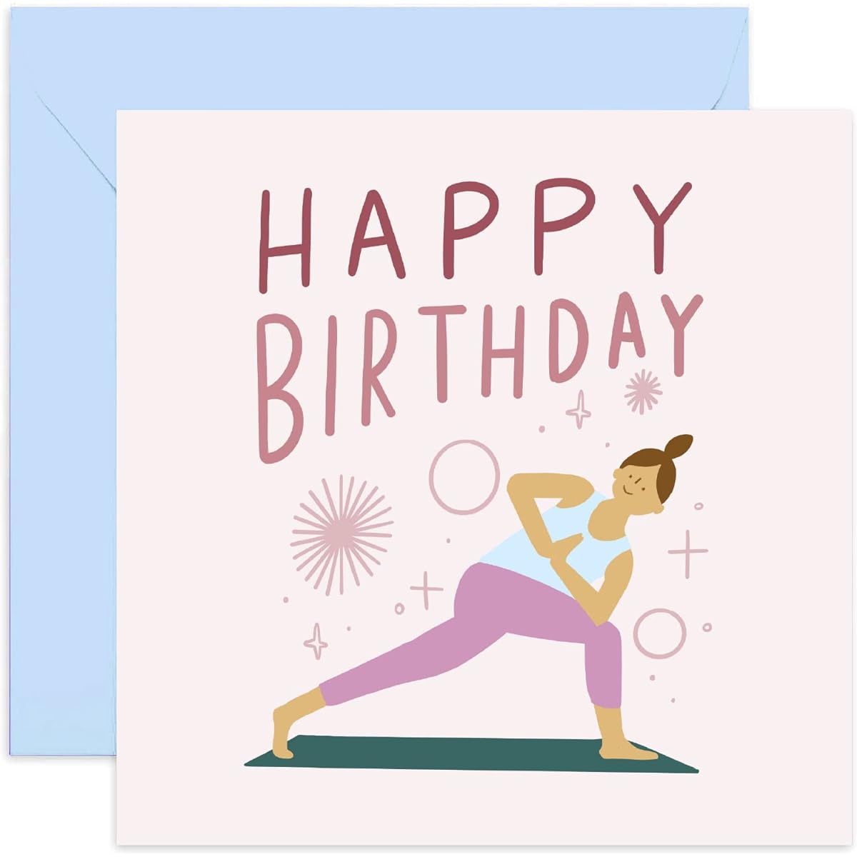 Old English Co. Cute Yoga Birthday Cards for Women Yogi Happy Birthday Card Fun Yoga Greeting Card for Friend/Sister/Daughter/Mom with Envelope