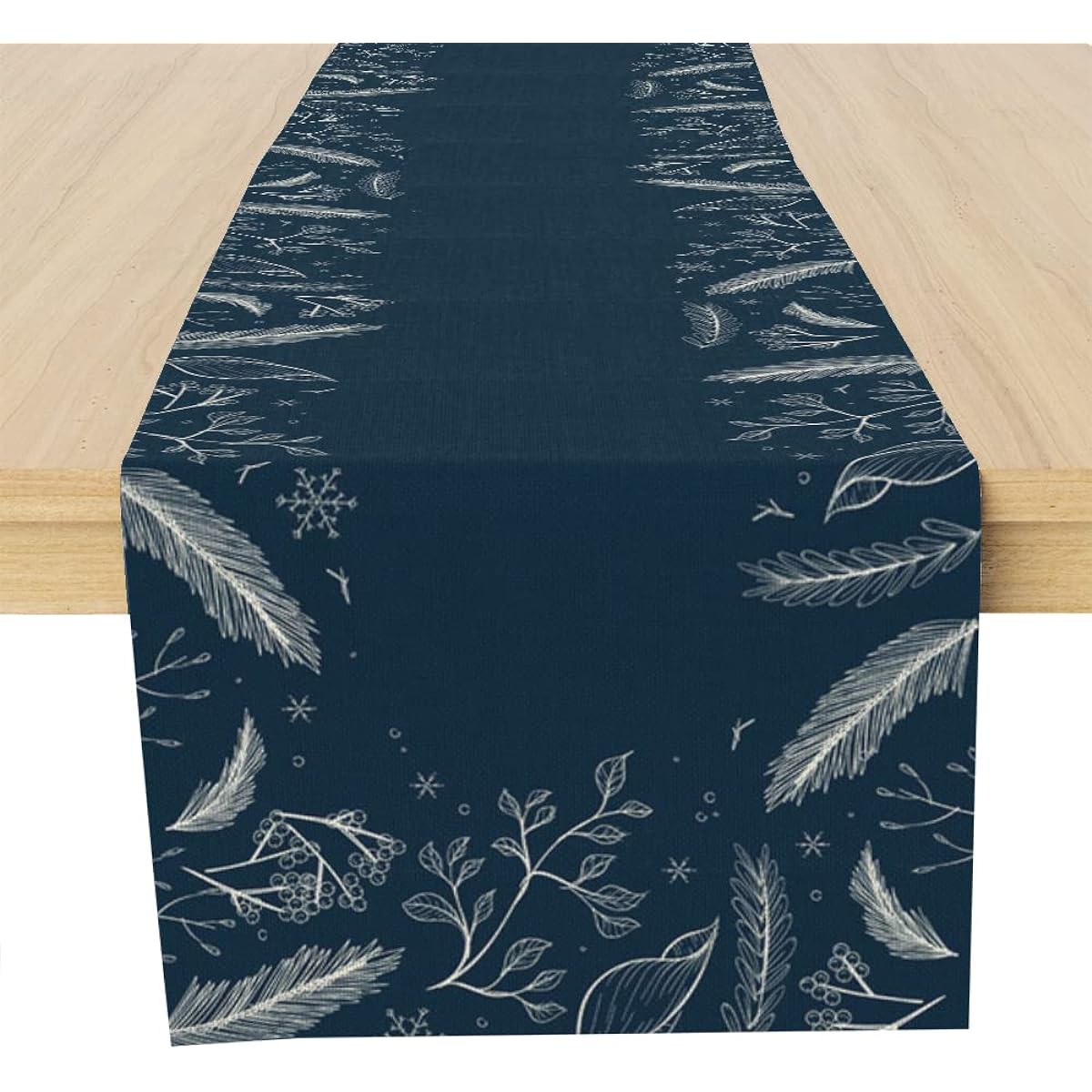 Muktoujaumai Winter Leaves Table Runner 72 Inch Seasonal Table Runner for Dining Room Kitchen Home Farmhouse Christmas Table Runner Decorations Holiday Party Housewarming Gift Ideas