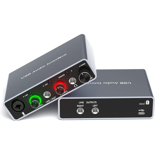 Wrugste USB Audio Interface SOLO Gray +48V Phantom Power for Recording Podcasting and Streaming Ultra Low Latency Plug and Play XLR Audio Interface No Software