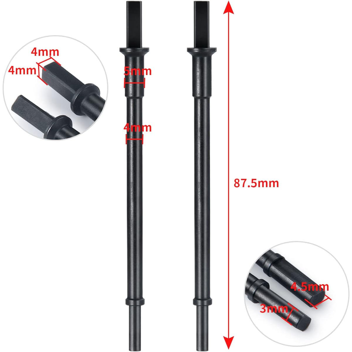 Que-T Metal CVD Drive Shaft Rear Axle Drive Shaft for Axial SCX10-III AXI03006 1/10th RTR RC Crawler Car 2pcs