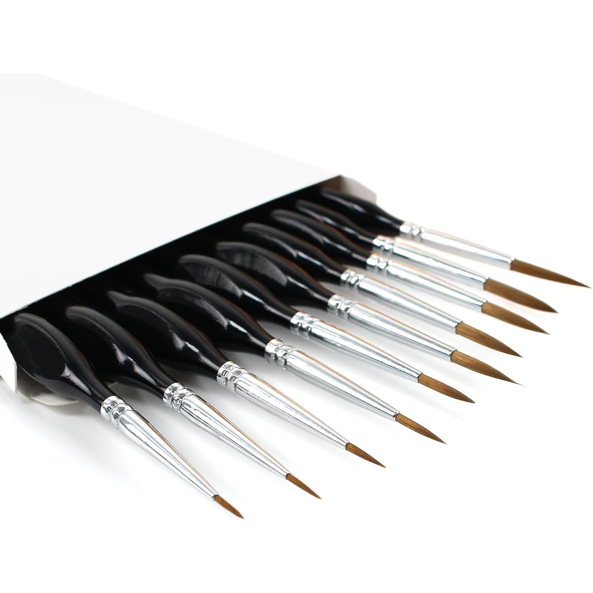 MangoPark 10 Miniature Paint Brushes - Detail Paint Brush Set Fine Tip Paint Brush Paint Brush for Acrylic Paint Model Paint Brush for Warhammer 40k DND Miniatures