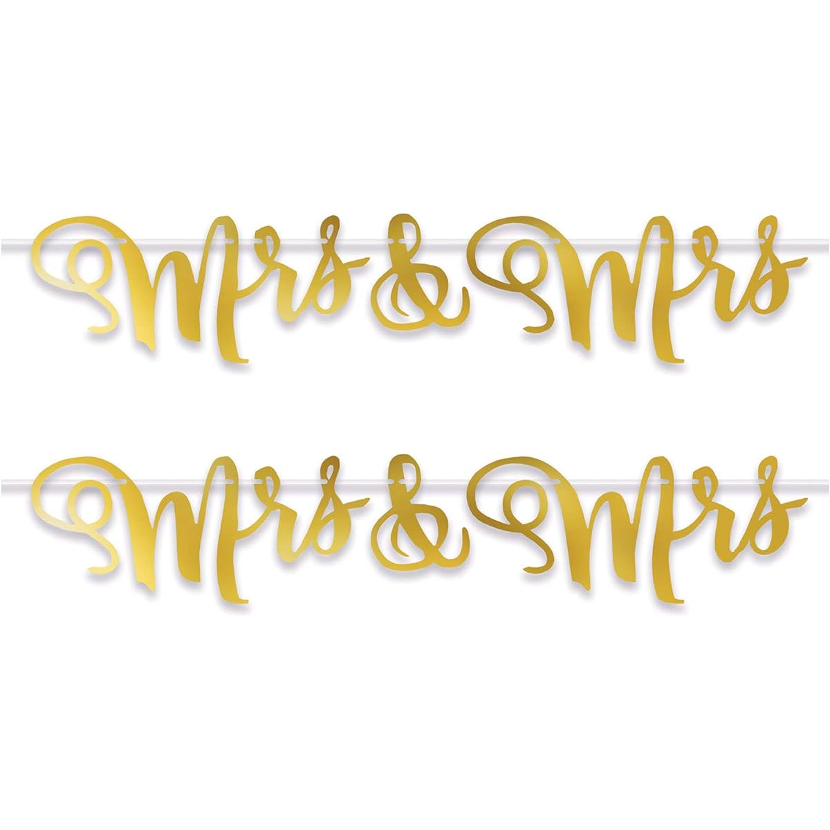 Beistle 53485 Foil Mrs Streamers 2pcs 9.75" x 5ft Gold