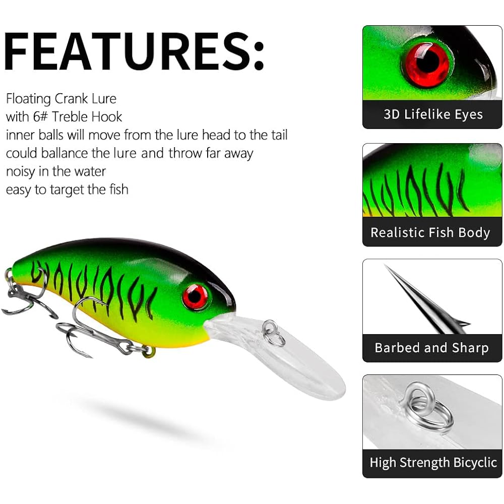 Minnow lure set crankbait fishing hard bait treble hook swimbait boat topwater lure for trout bass perch