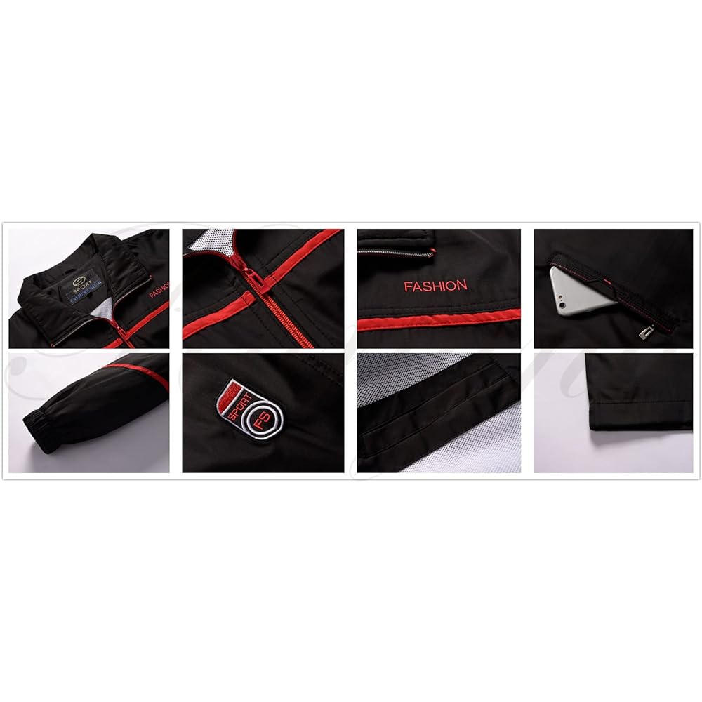 [Kimeroy] Windbreaker Top and Bottom Jersey, Men's Top and Bottom Set, Running Windbreaker Pants, Bottom, Mesh Lining, Golf Wear Setup, Shakashaka Jersey, Large Size