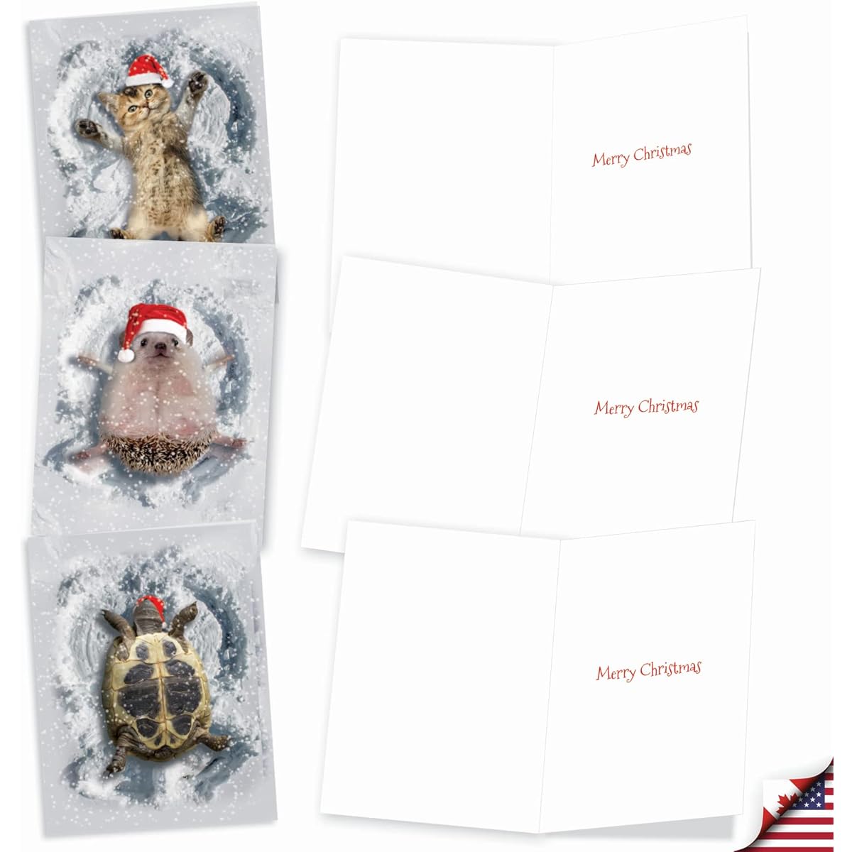 The Best Card Company Animal Snow Angels - 20 Christmas Cards for Kids (4 x 5.12 Inch) - Animal Holiday Cards (10 Different Designs, 2 Sheets) AM4187XSG-B2x10