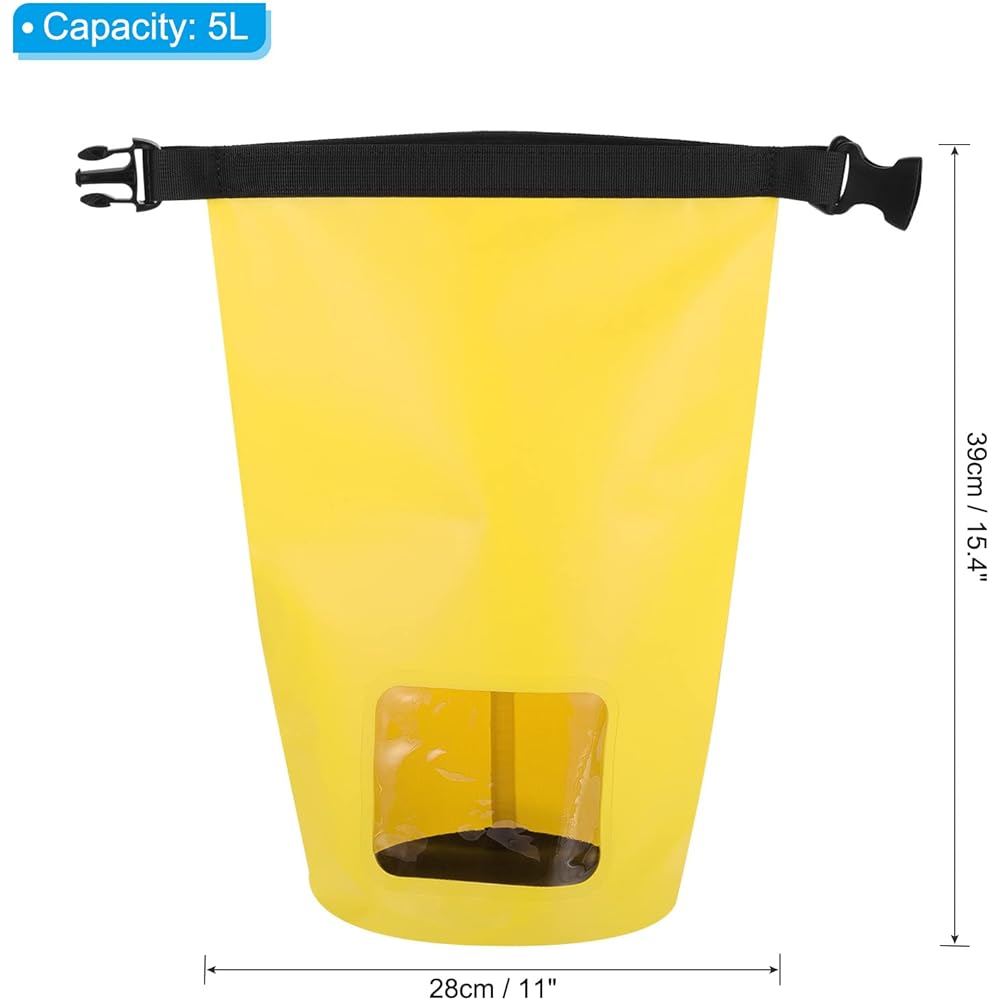 PATIKIL Floating Waterproof Dry Bag 5L Outdoor Float Dry Bag Roll Backpack with Clear Window for Boating Kayaking Hiking Camping Yellow