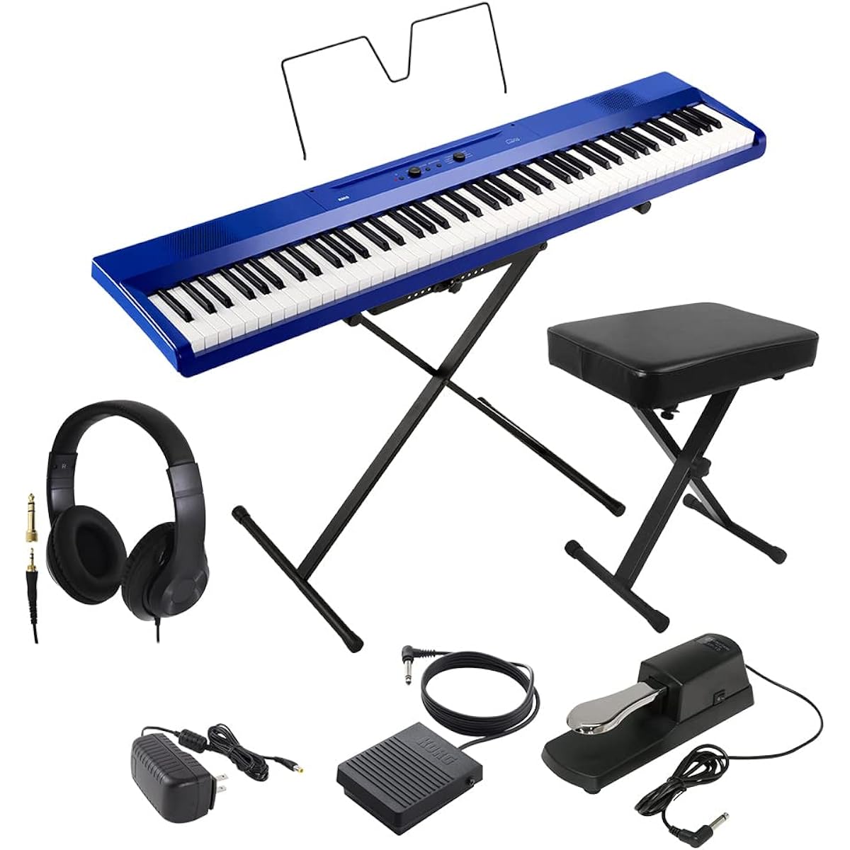 KORG L1SP MB Keyboard Electronic Piano 88 Keys Headphones, X-stool and Damper Pedal Set