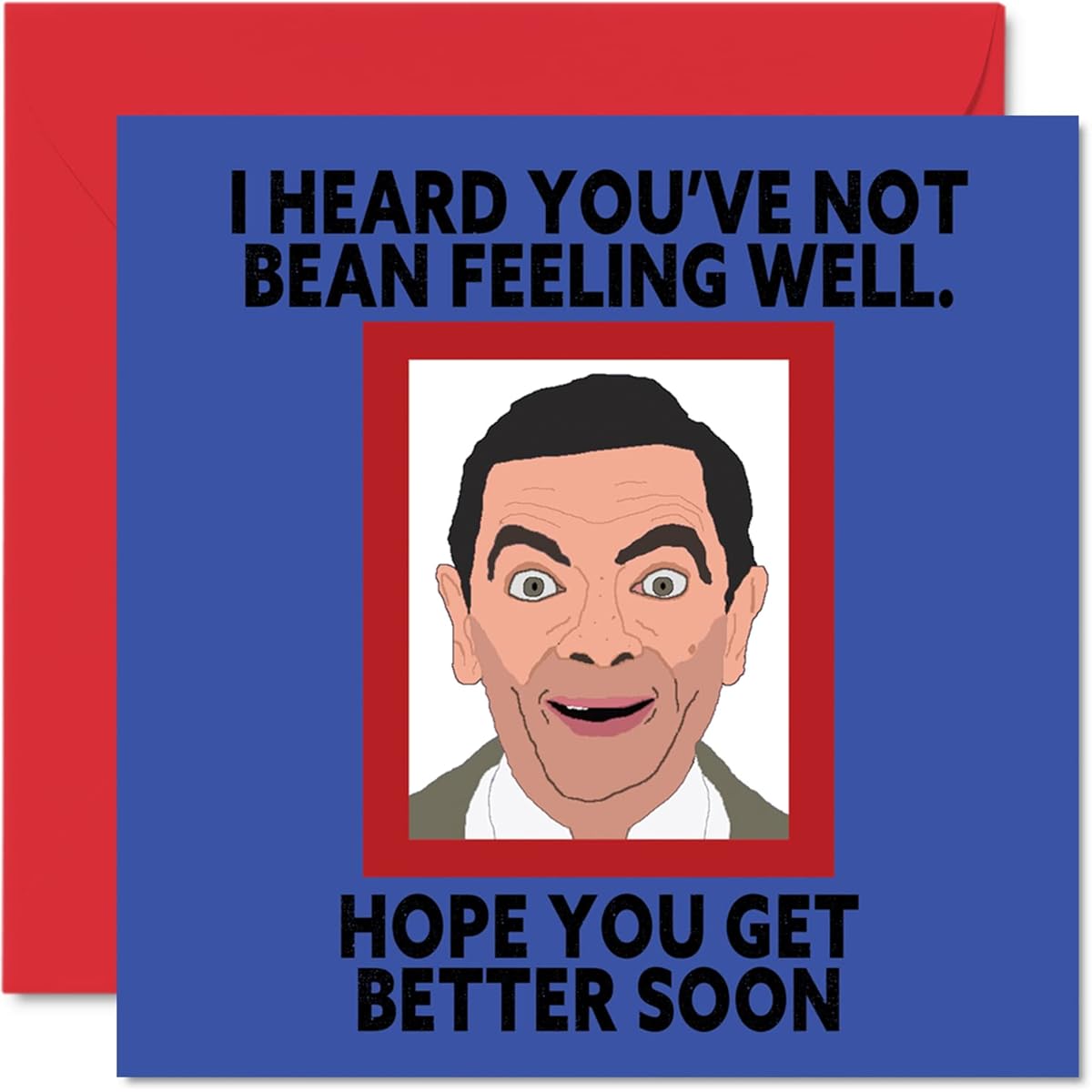 Funny Get Well Soon Cards for Men - Not Bean Well - Get Well Cards for Women Speedy Recovery Cards 5.7 x 5.7 Inch Joke Humor Get Well Greeting Cards for Best Friends Brother Sister Workmates