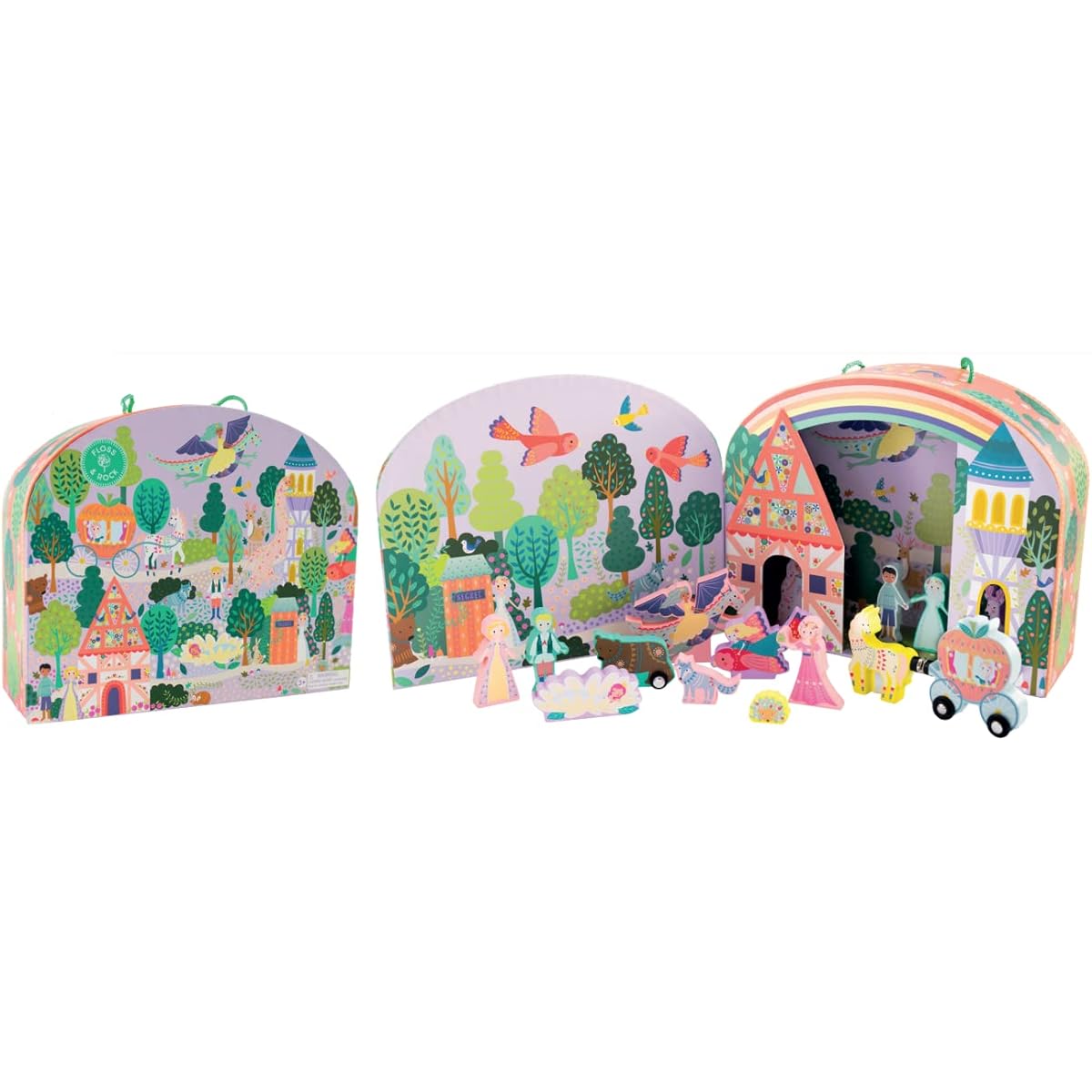 Floss & Rock Fairy Tales Kids Playbox with 15 Wooden Pieces, 11.8 Inch