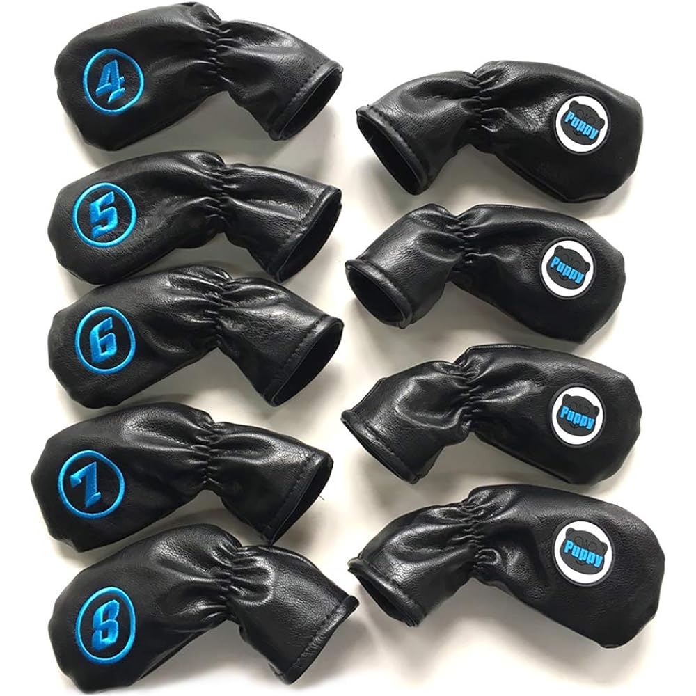 Sunbro Golf Iron Cover Golf Wedge Cover Head Cover Golf Luxury Embroidery Puppy-chan 9 Pieces/6 Pieces Black/White