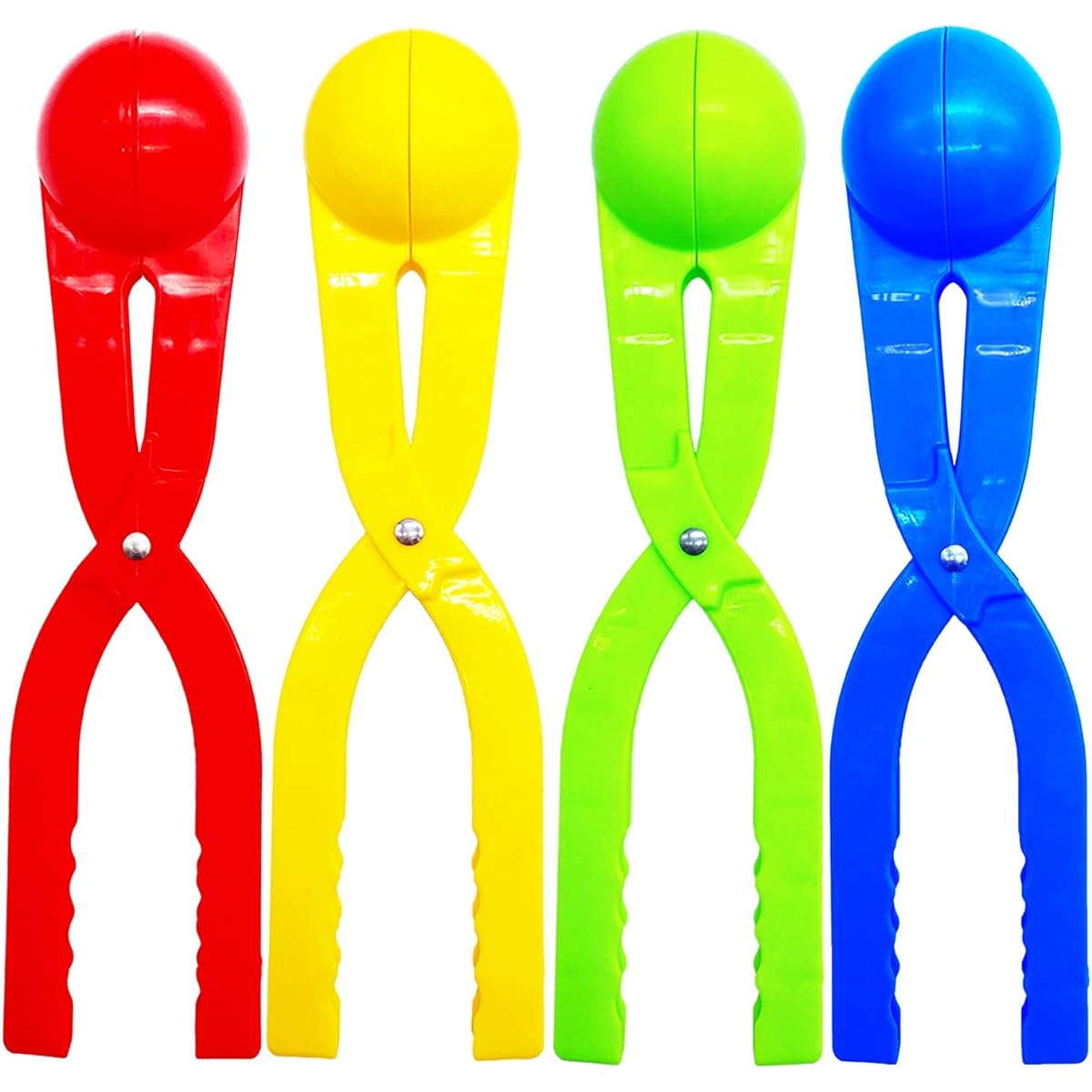 Eerrhaq Snowball Maker 4 Pieces Snowball Tool with Handle for Snowball Fight Winter Outdoor Toys Snowball Clip Kids Snow Games