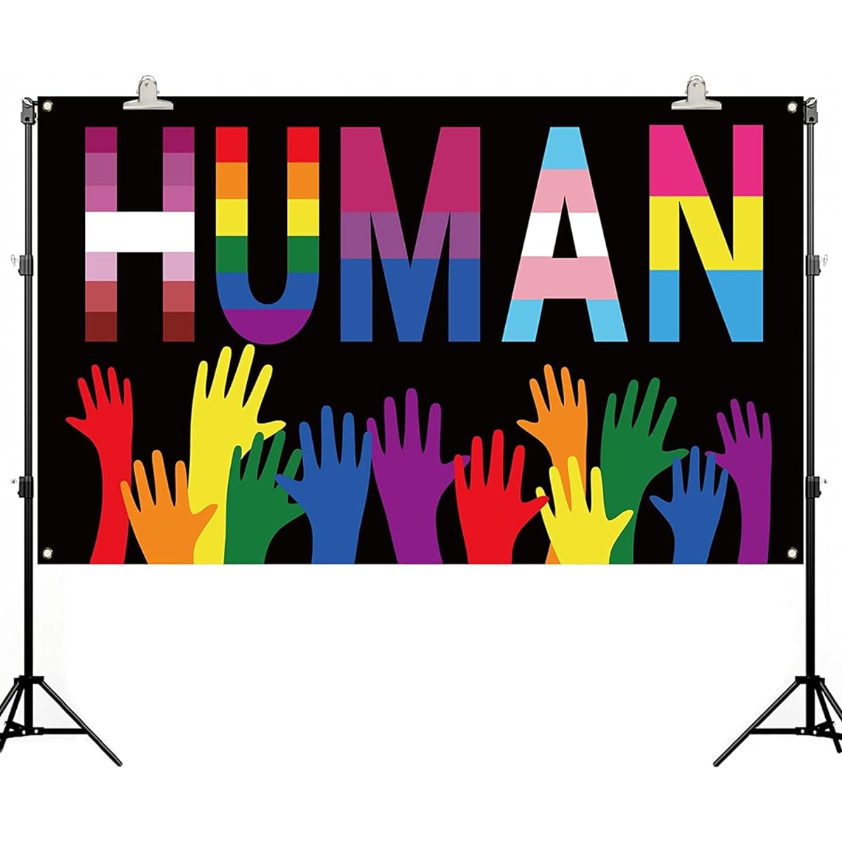 Pride Day Photo Booth Backdrop LGBTQ Rainbow Party Supplies Wall Backdrop Decor (7x5ft)