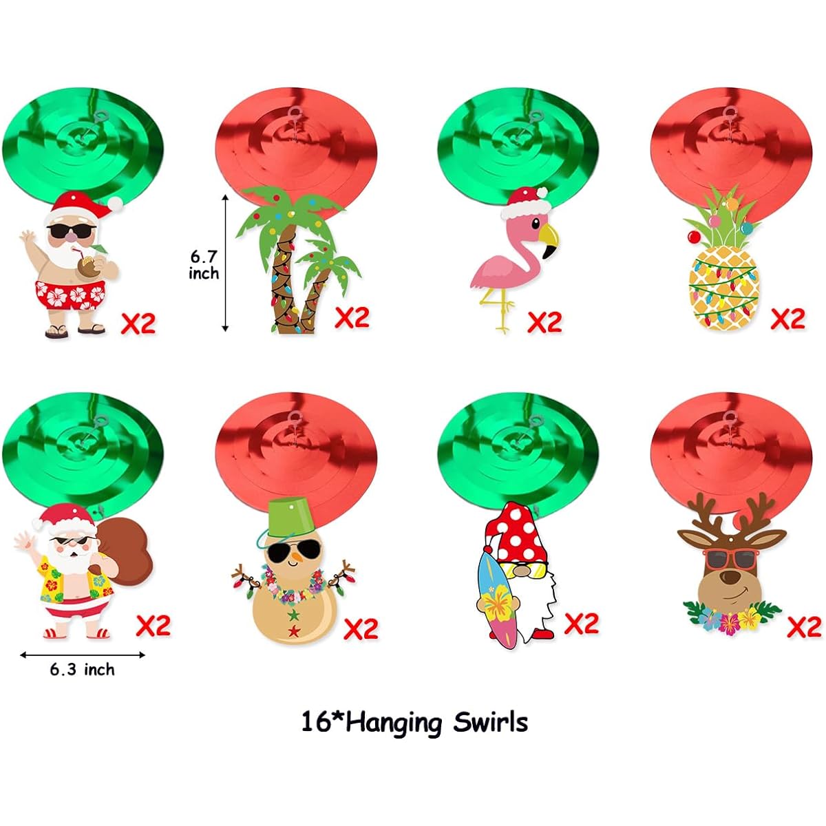 30 Pieces Tropical Hawaiian Christmas Hanging Swirl Mele Kalikimaka Hawaiian Christmas Party Tropical Christmas Baby Shower Decorations