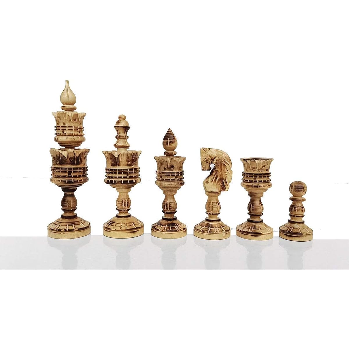 Lotus Series Unique Hand Carved Chess Set Artistic Chess Pieces Burnt Chess Set Unique Chess Set