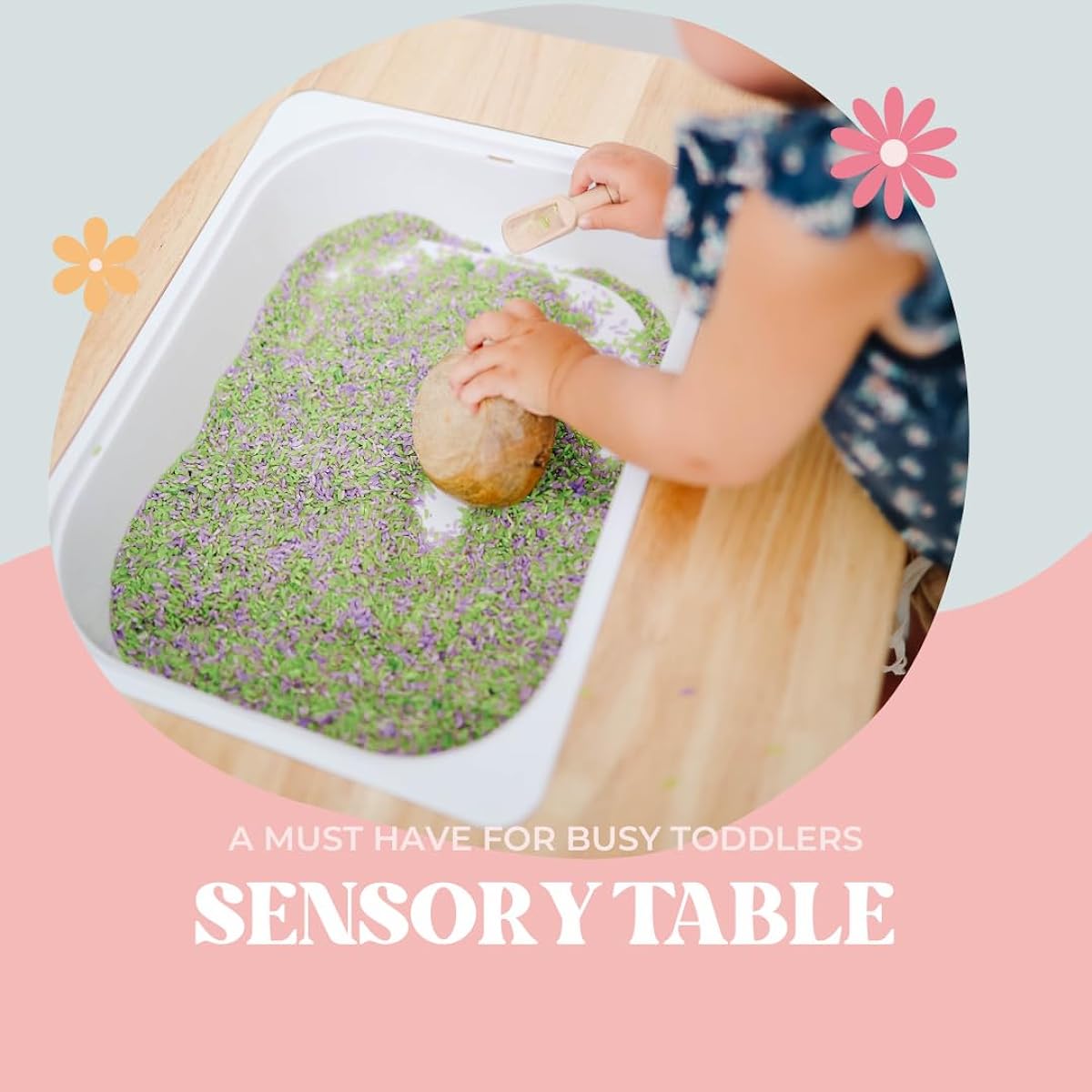 PLAYMAKER CO. Sensory Table - Indoor Activity Table for Kids Toddlers Sand Play - Children's Sensory Table for Sensory Play and Development - BPA Free - Storage Box Included