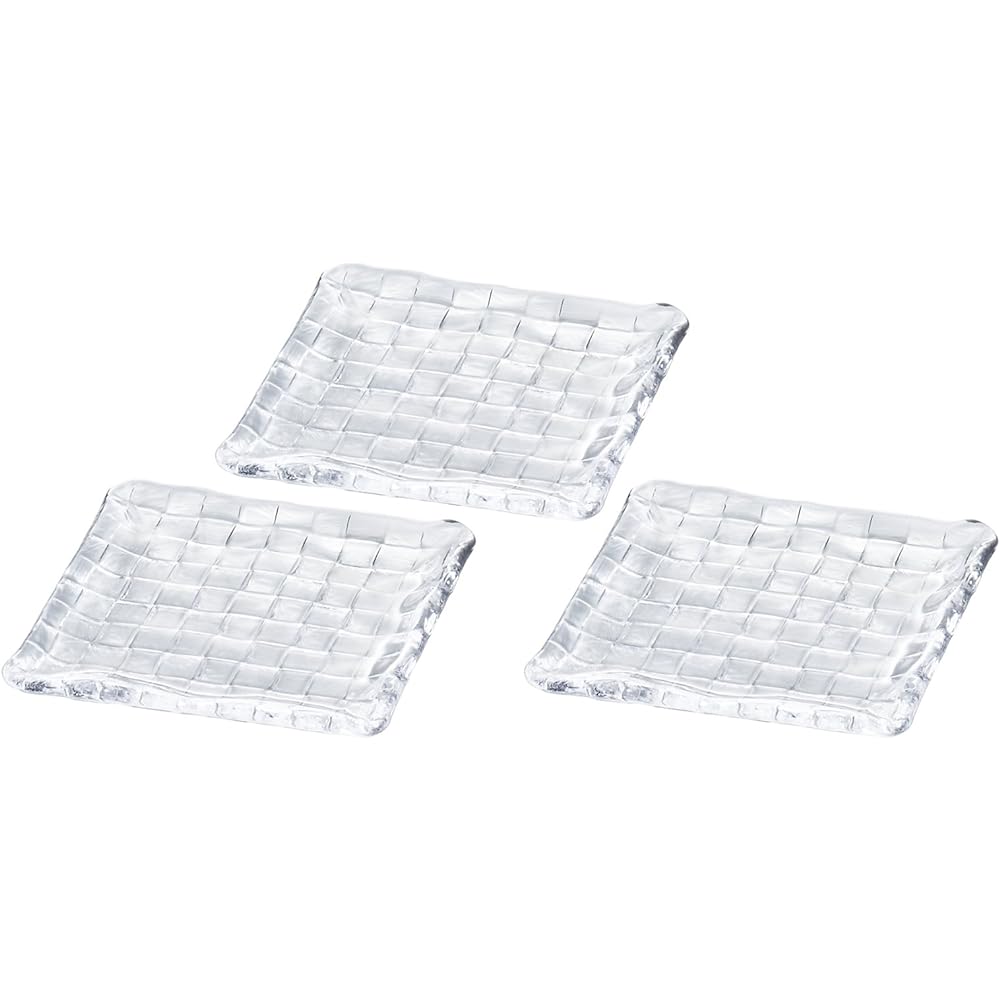 Adelia Glass Plate Smoke Maximum 23 x 18 x Height 1.6 cm Rectangle Plate Set of 3 Made in Japan F-49720