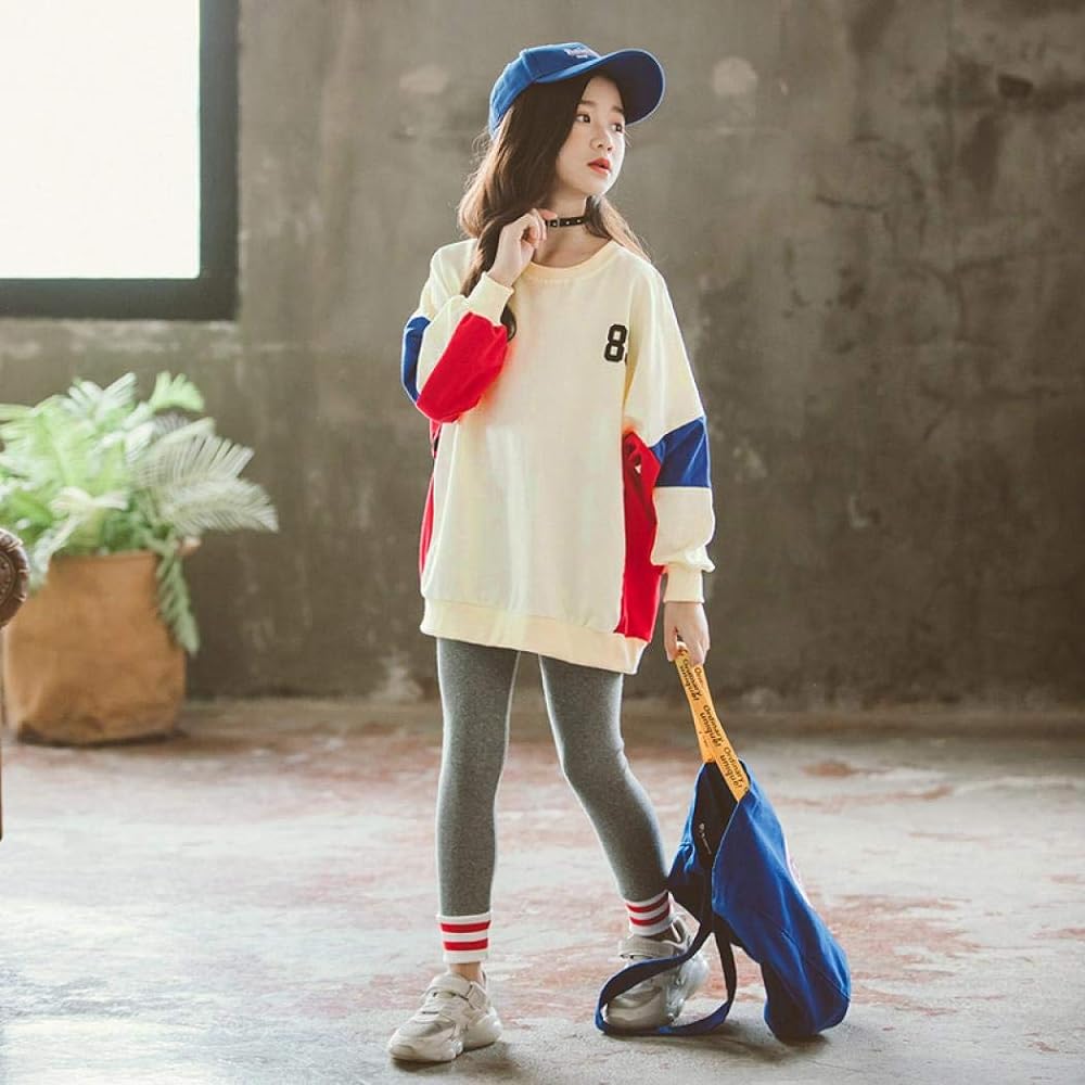 [KOPYUFVA] Children's clothing, girls' top and bottom, 2-piece set, kids' girls tops, sweatshirt pants, sportswear, long sleeves, cute casual, Korean style, everyday wear, spring, autumn, and winter climbing setup