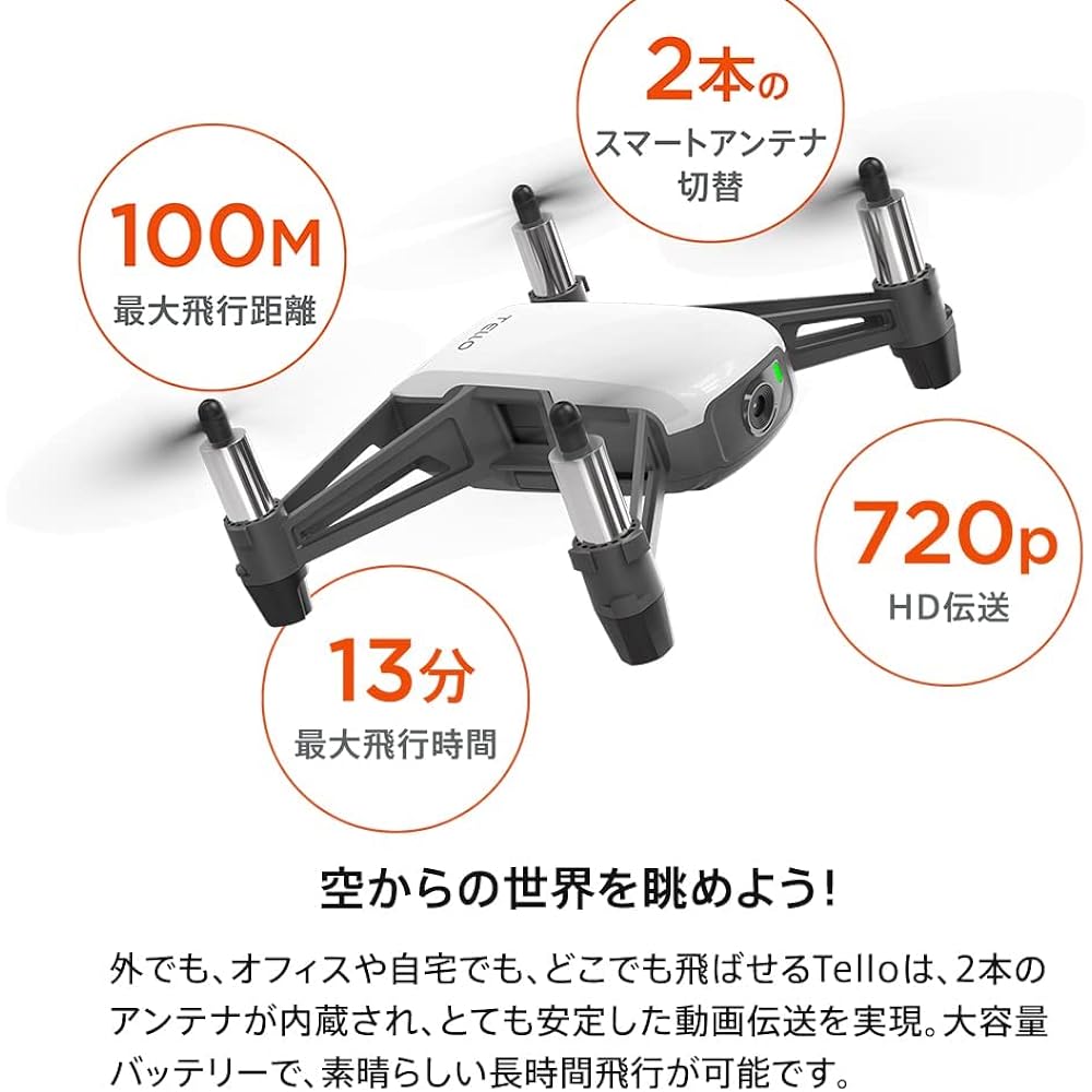 [Domestic Genuine Product] Ryze Toy Drone Tello Boost Combo Powered by DJI Mini Drone Black 80g Less than 100g Ultra Light Automatic Takeoff Automatic Landing 720P Transmission Maximum Flight Time 13 Minutes Vision Positioning System Collision Detection