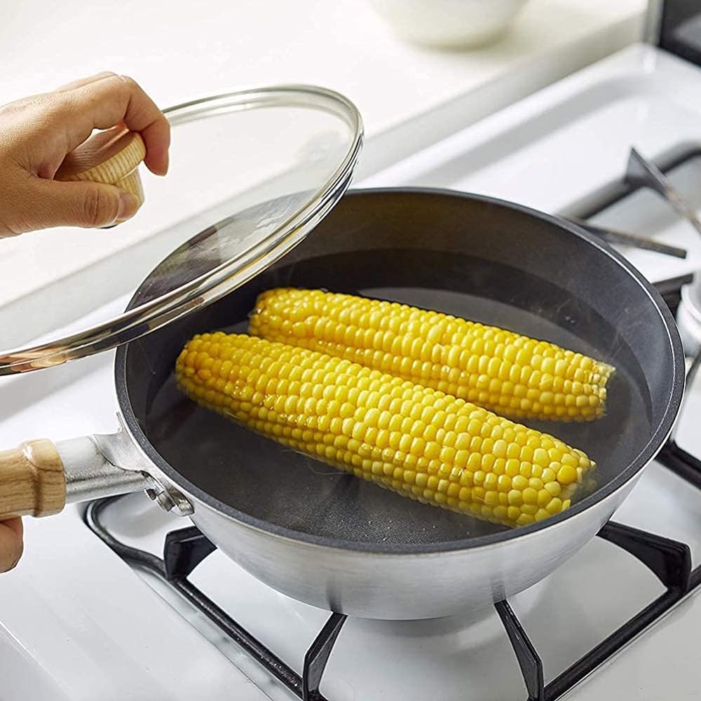 Urushiyama Metal Industry One Handed Pot Frying Pan with Glass Lid IH Compatible Made in Japan Multi Deep Pan Itaru 20cm 20005