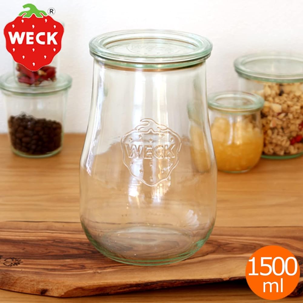 WECK Canister Glass Canister Storage Container Storage Bottle WE-738 (Tulip Shape 1500ml Set of 4)
