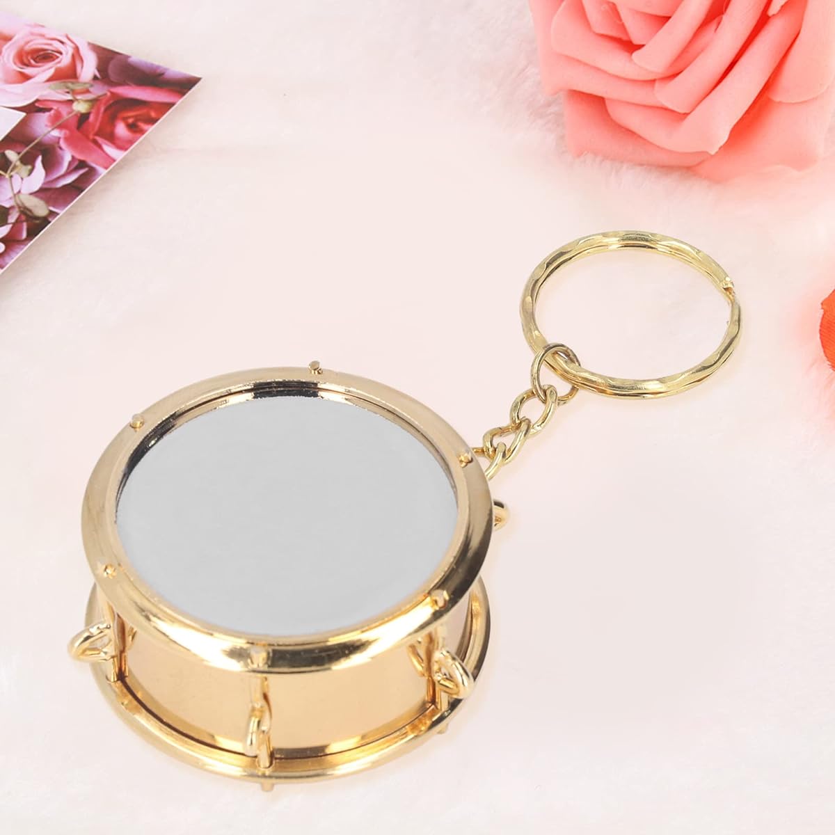 Tyenaza Snare Drum Keychain, Brass Musical Instrument Pendant, Snare Drum Link Chain, Bag Decoration, Birthday Gift, Tabletop Interactive Toy